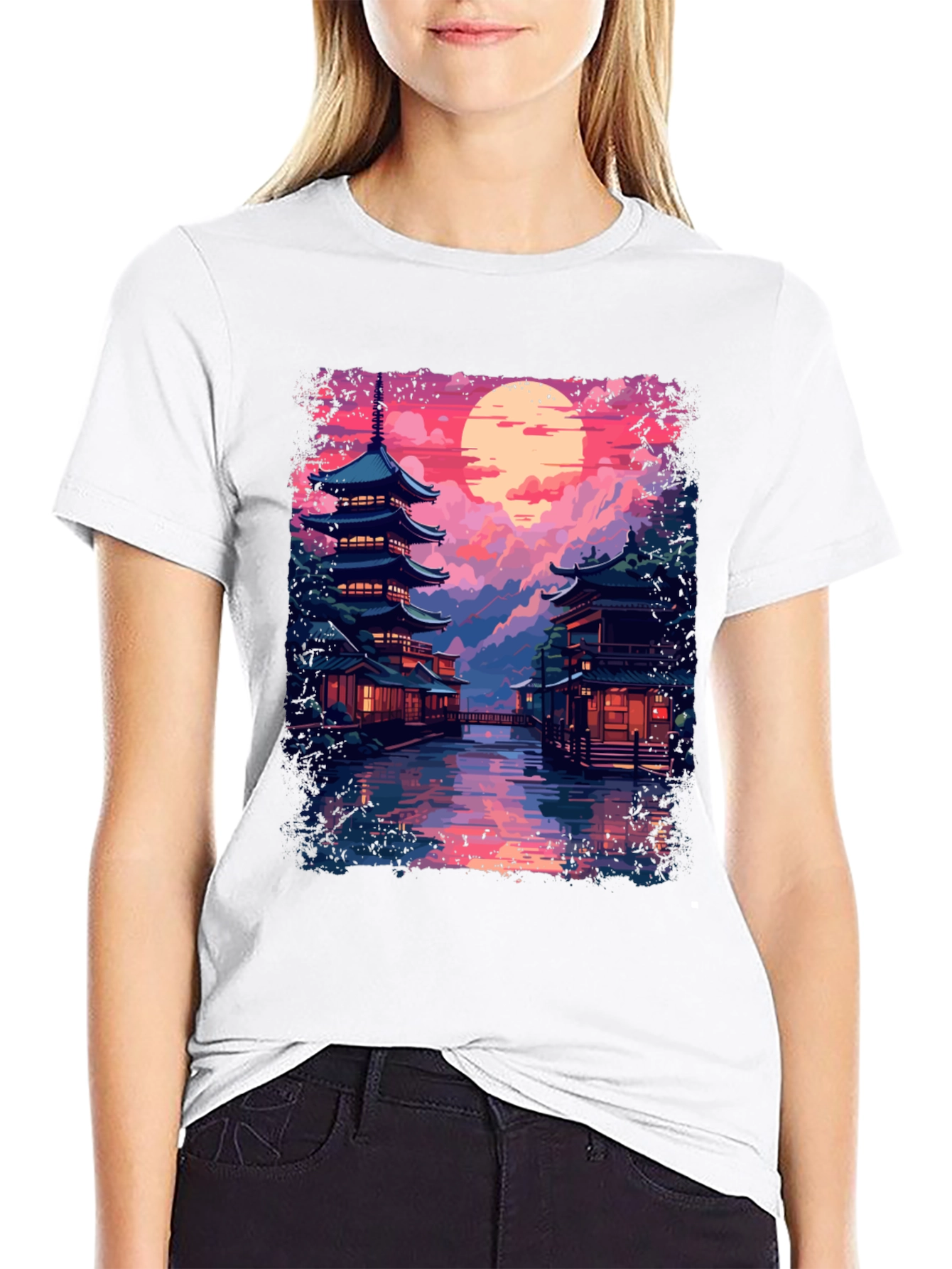 Japanese Sunset Temple T-Shirt