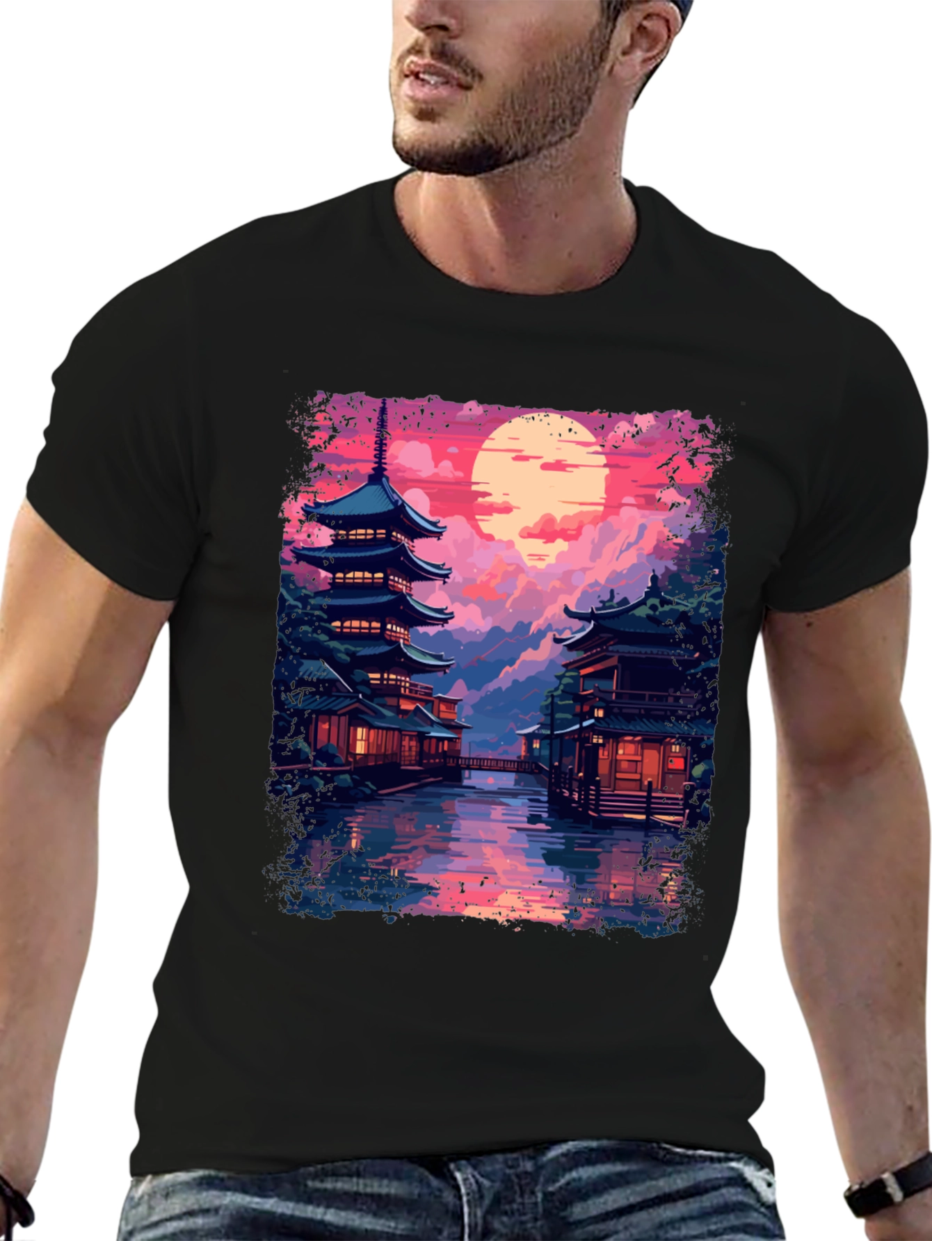 Japanese Sunset Temple T-Shirt