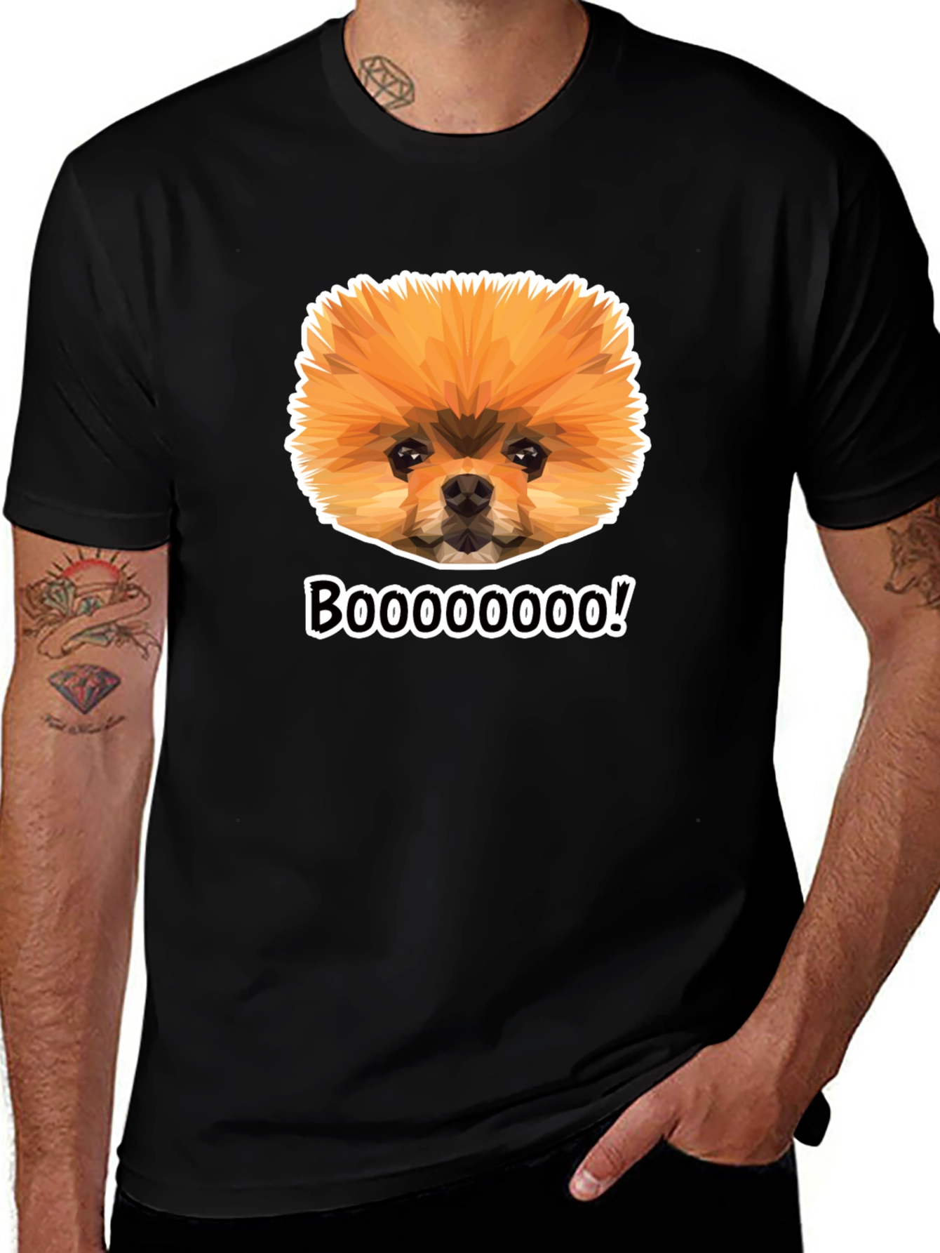 Boo Pomeranian Graphic Tee - Black Cotton Shirt