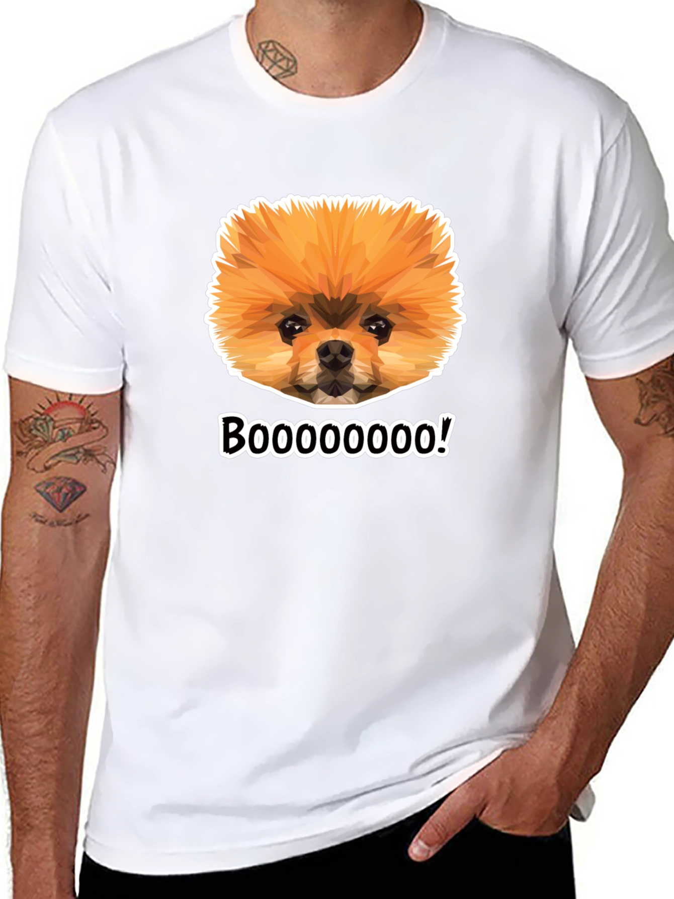 Boo Pomeranian Graphic Tee - Black Cotton Shirt