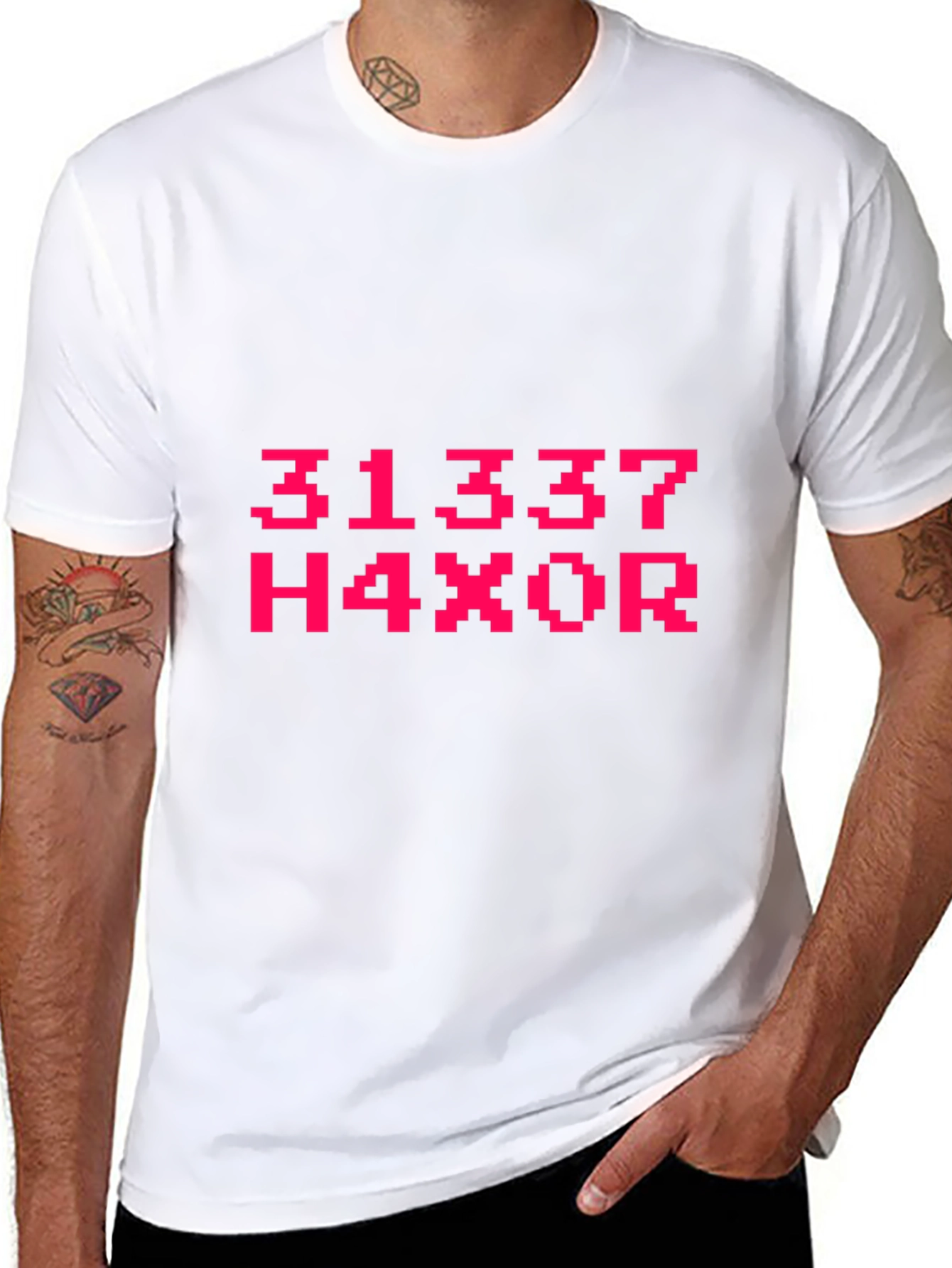 Leetspeak H4X0R Graphic Tee - Black