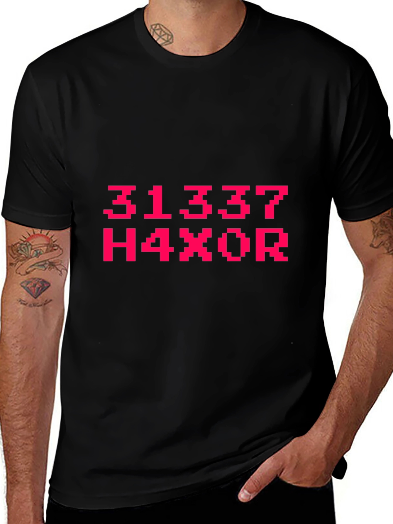 Leetspeak H4X0R Graphic Tee - Black