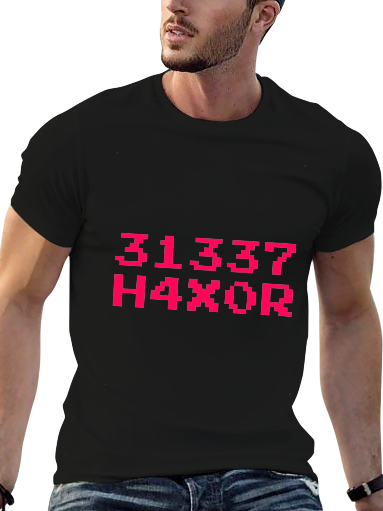 Leetspeak H4X0R Graphic Tee - Black