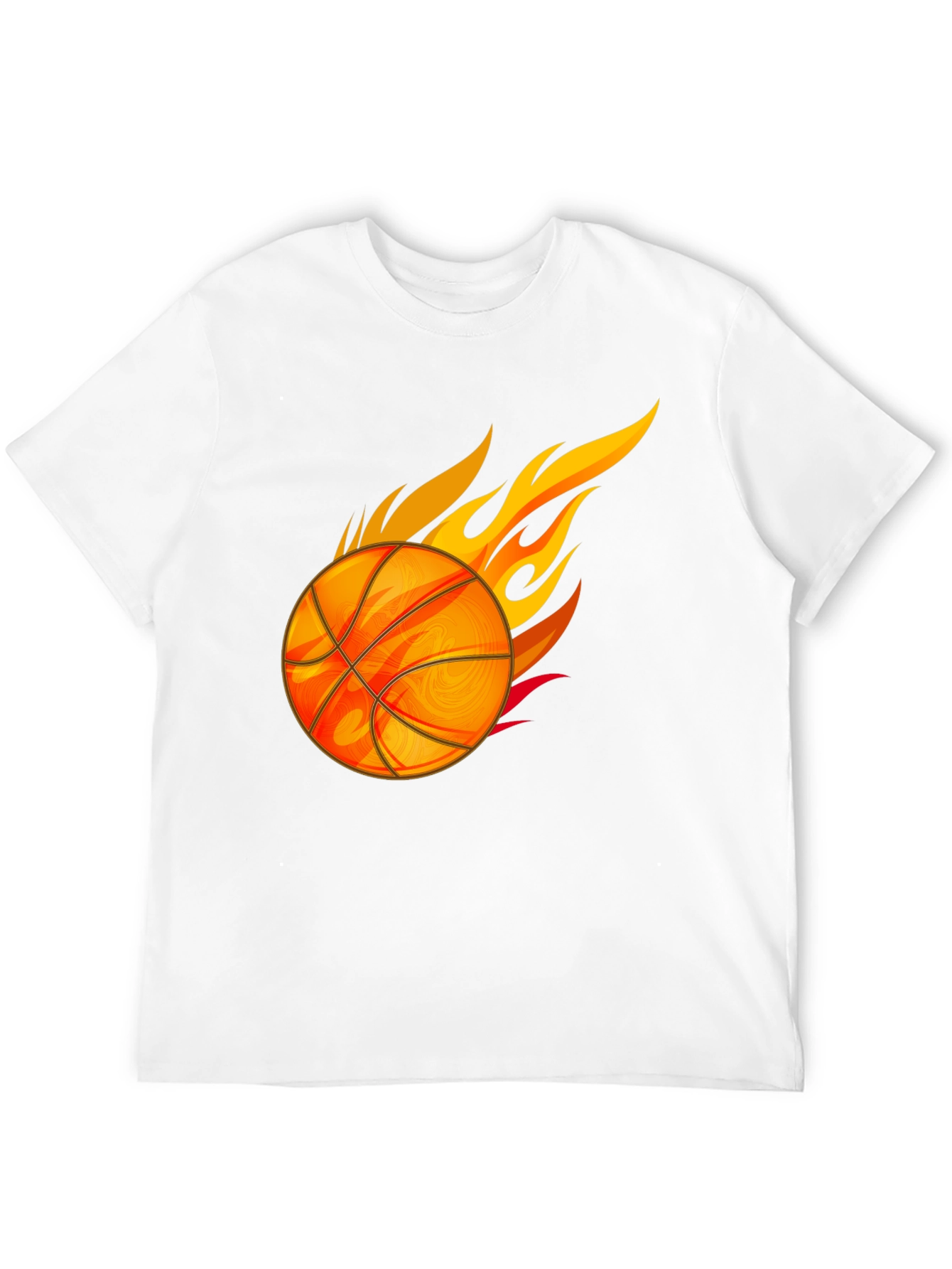 Fiery Basketball Graphic Tee - Black Cotton T-Shirt