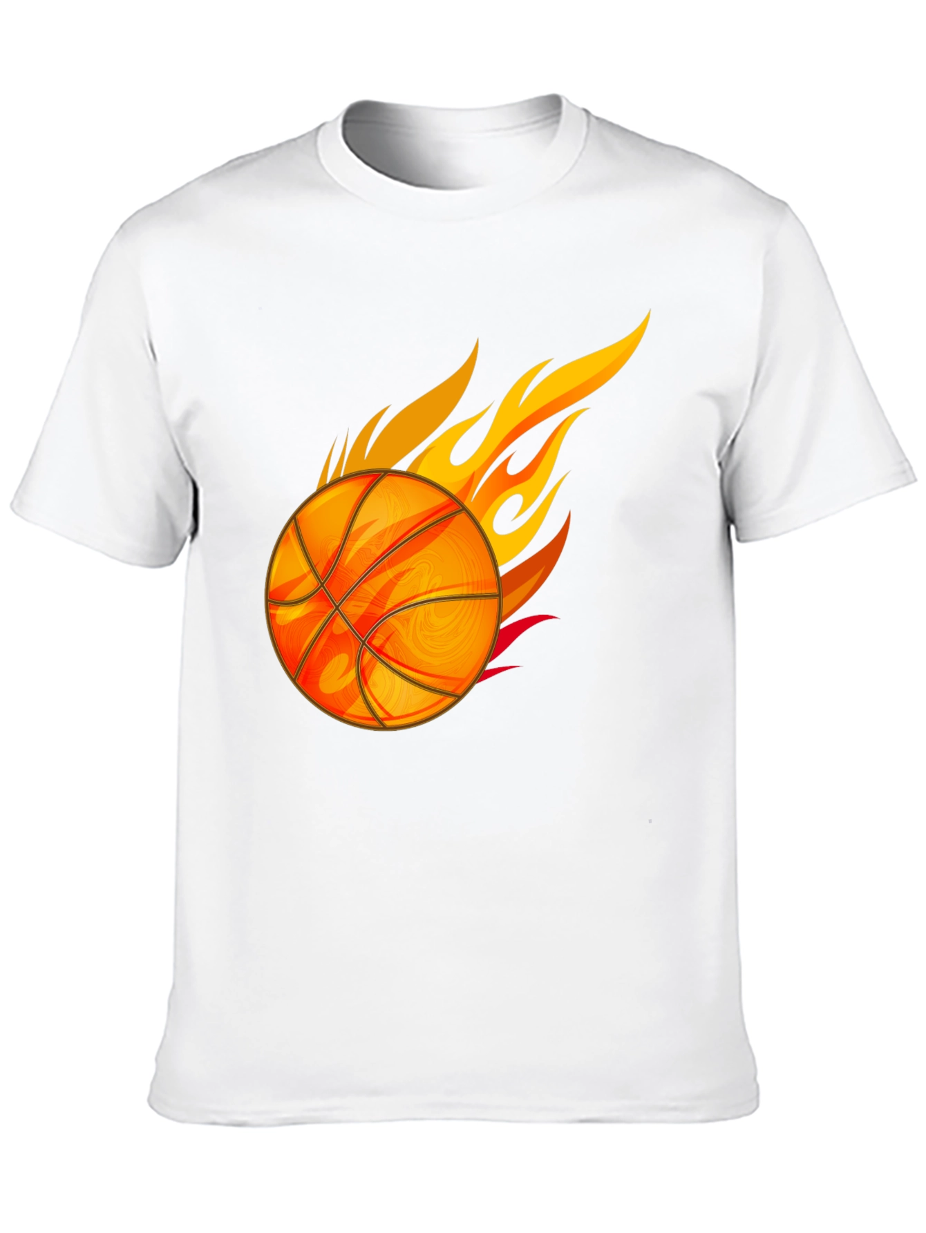 Fiery Basketball Graphic Tee - Black Cotton T-Shirt