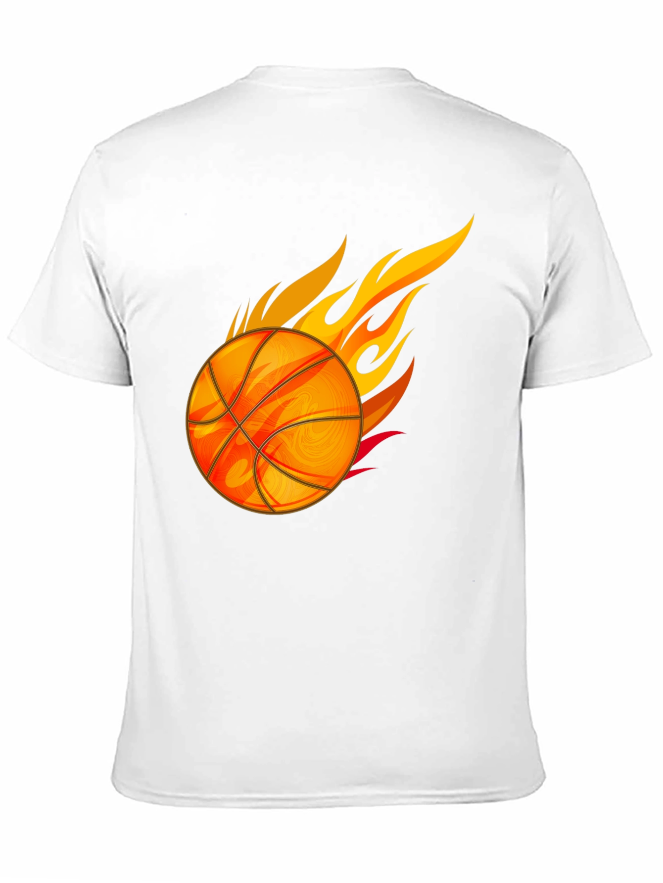 Fiery Basketball Graphic Tee - Black Cotton T-Shirt