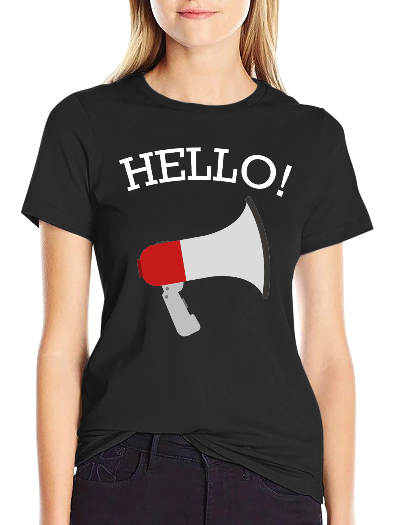 Hello Megaphone Graphic Tee - Mens Black T-Shirt