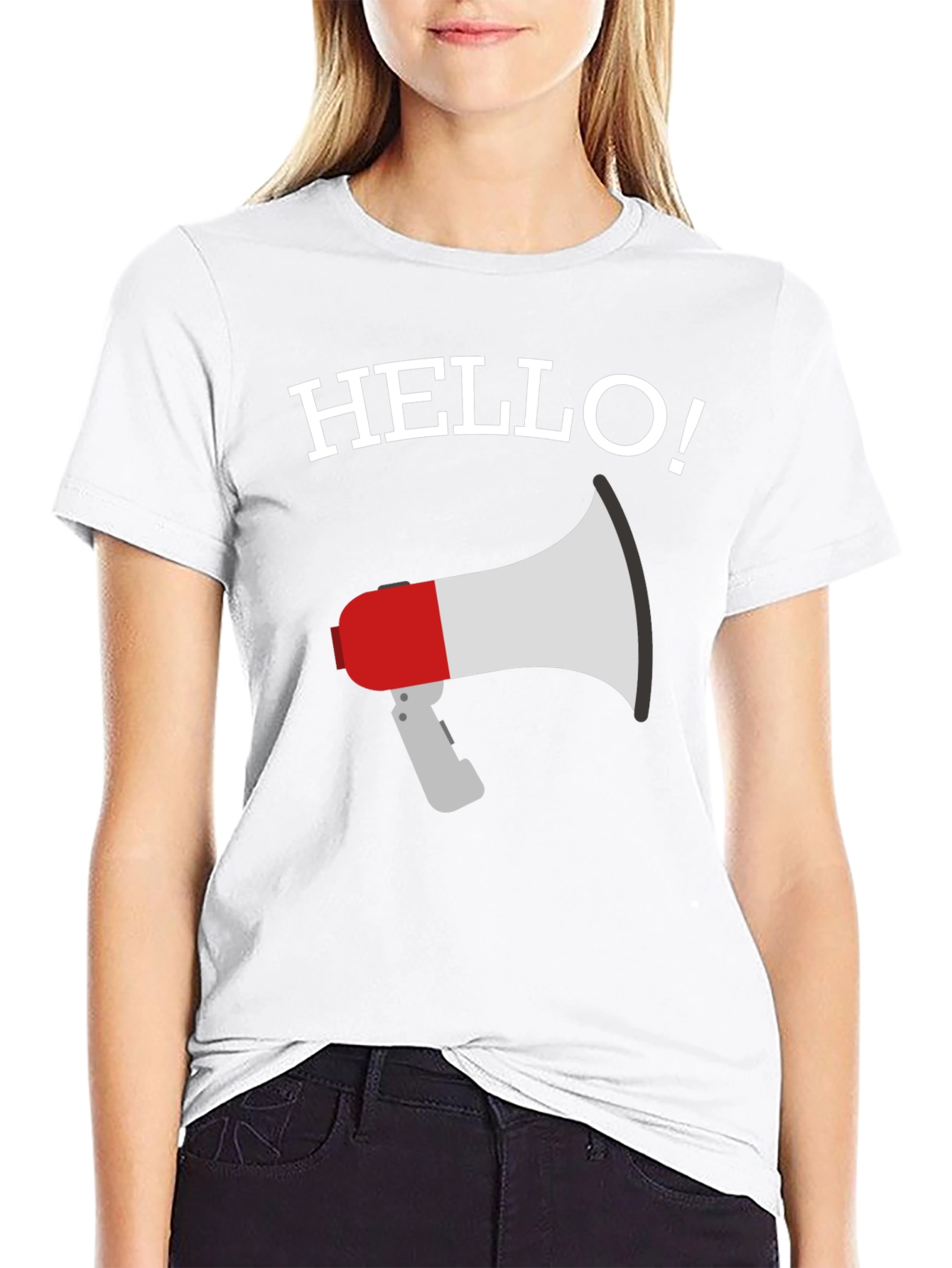 Hello Megaphone Graphic Tee - Mens Black T-Shirt