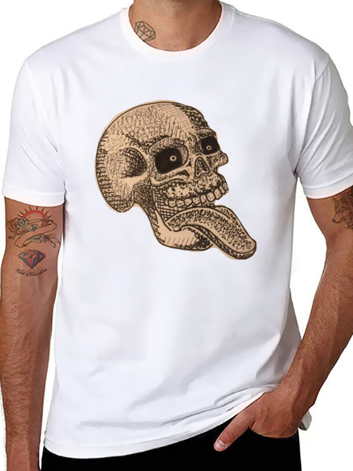 Skull & Tongue Graphic Tee - Mens Black T-Shirt