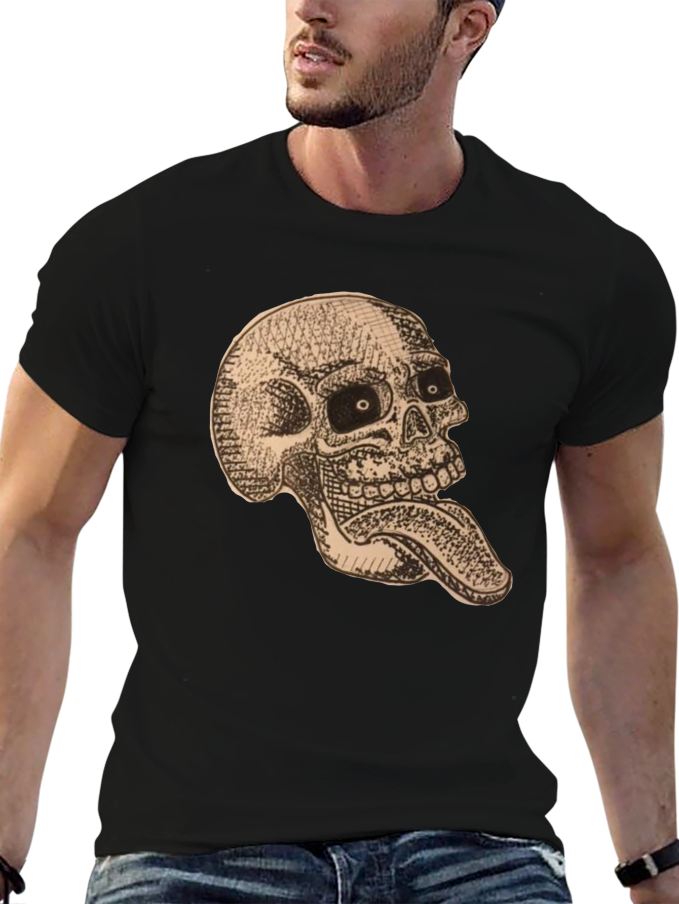 Skull & Tongue Graphic Tee - Mens Black T-Shirt