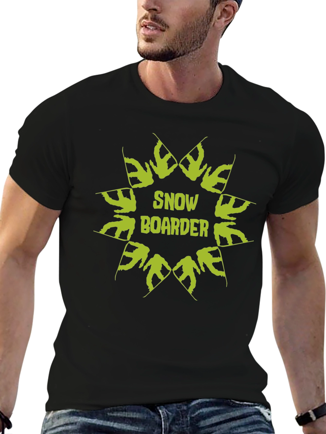 Snow Boarder Graphic Tee - Stylish Black T-Shirt