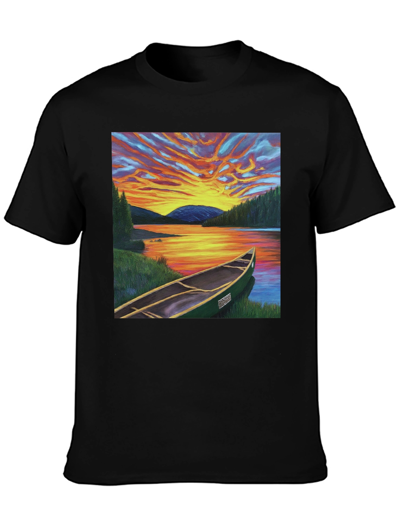 Sunset Canoe T-Shirt: Nature-Inspired Graphic Tee