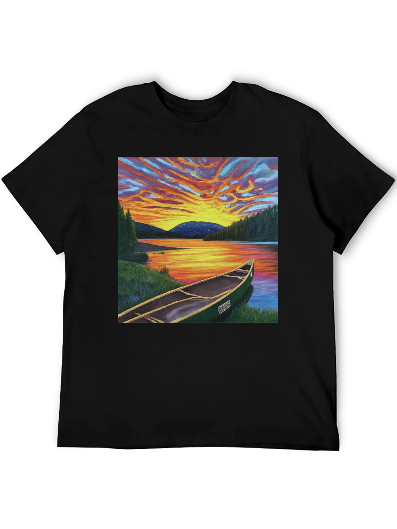 Sunset Canoe T-Shirt: Nature-Inspired Graphic Tee