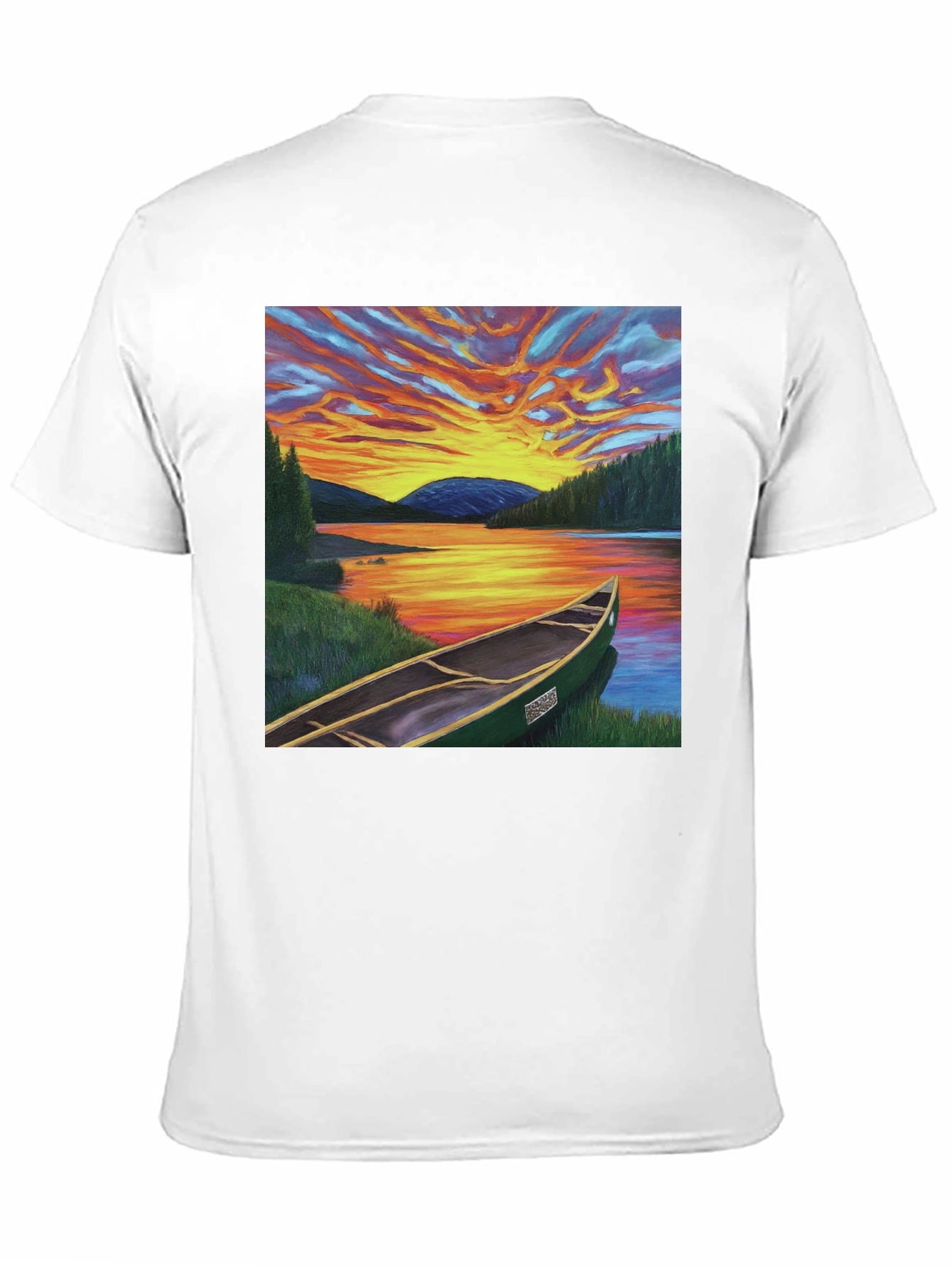 Sunset Canoe T-Shirt: Nature-Inspired Graphic Tee