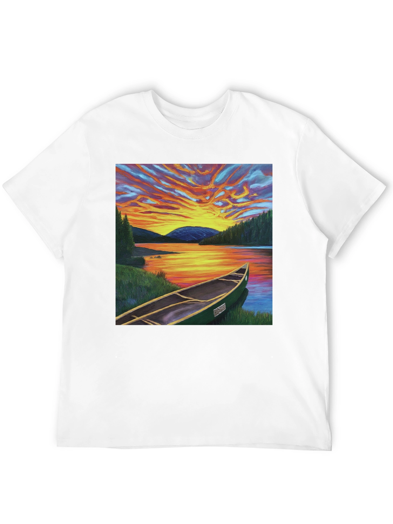 Sunset Canoe T-Shirt: Nature-Inspired Graphic Tee