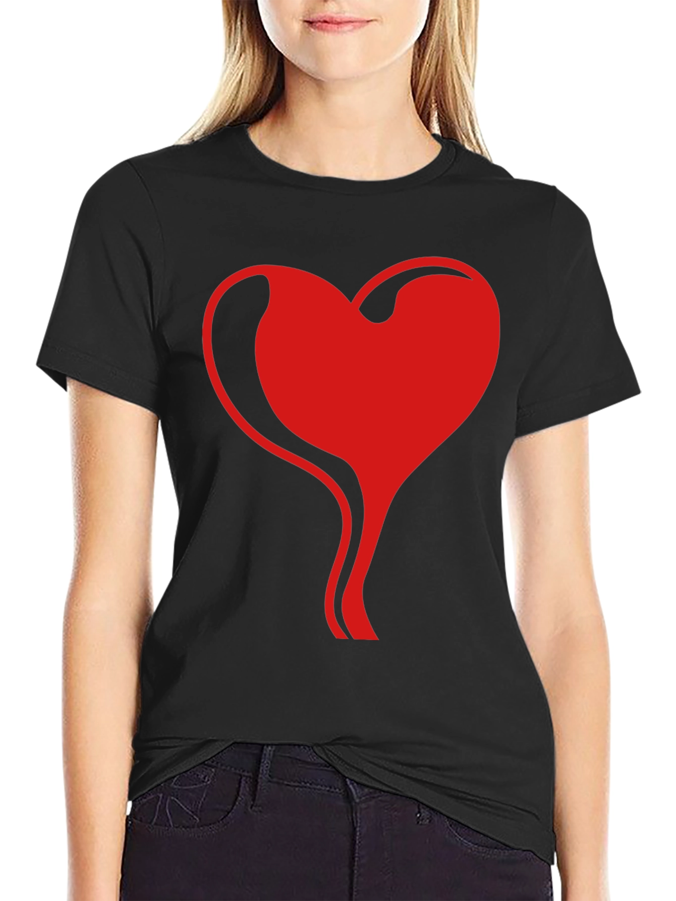 Heart Flow Graphic Tee - Stylish Black T-Shirt