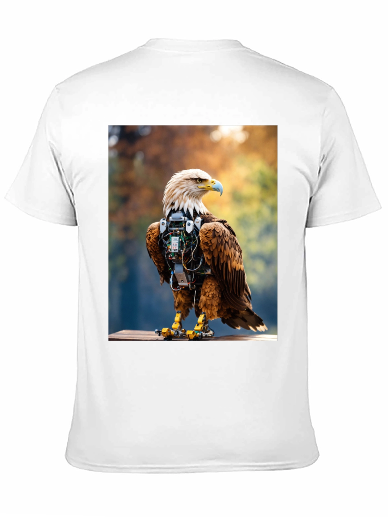 Cybernetic Eagle Graphic Tee - Black Cotton