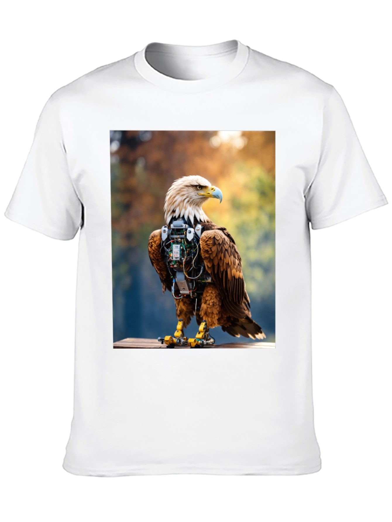 Cybernetic Eagle Graphic Tee - Black Cotton