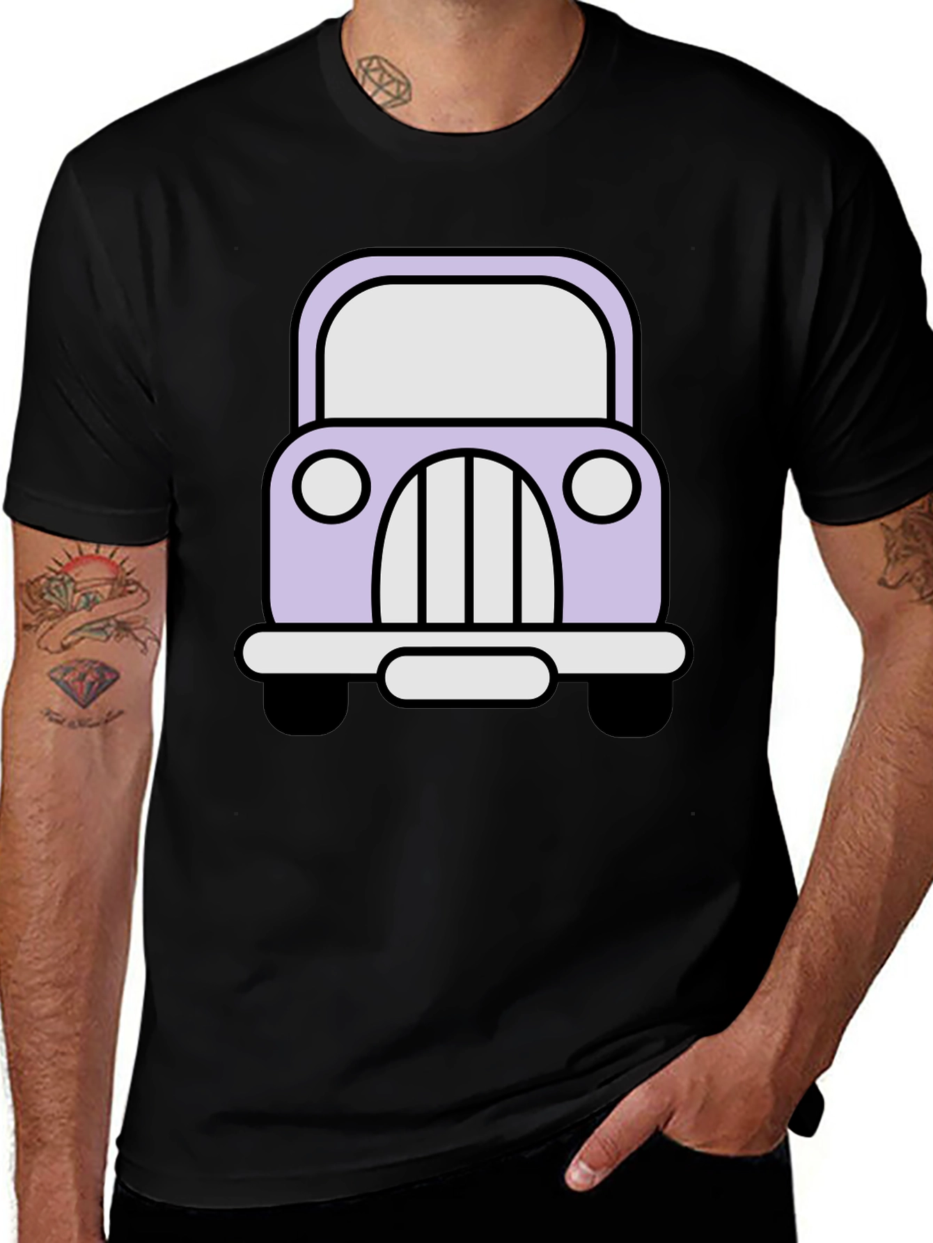 Cute Car Graphic Tee - Classic Cartoon Auto Shirt