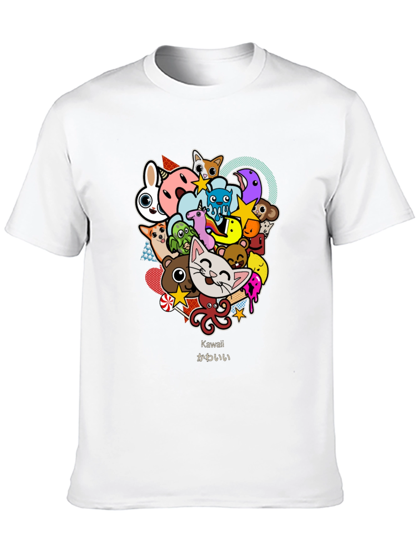 Kawaii Animal Cartoon Black T-Shirt