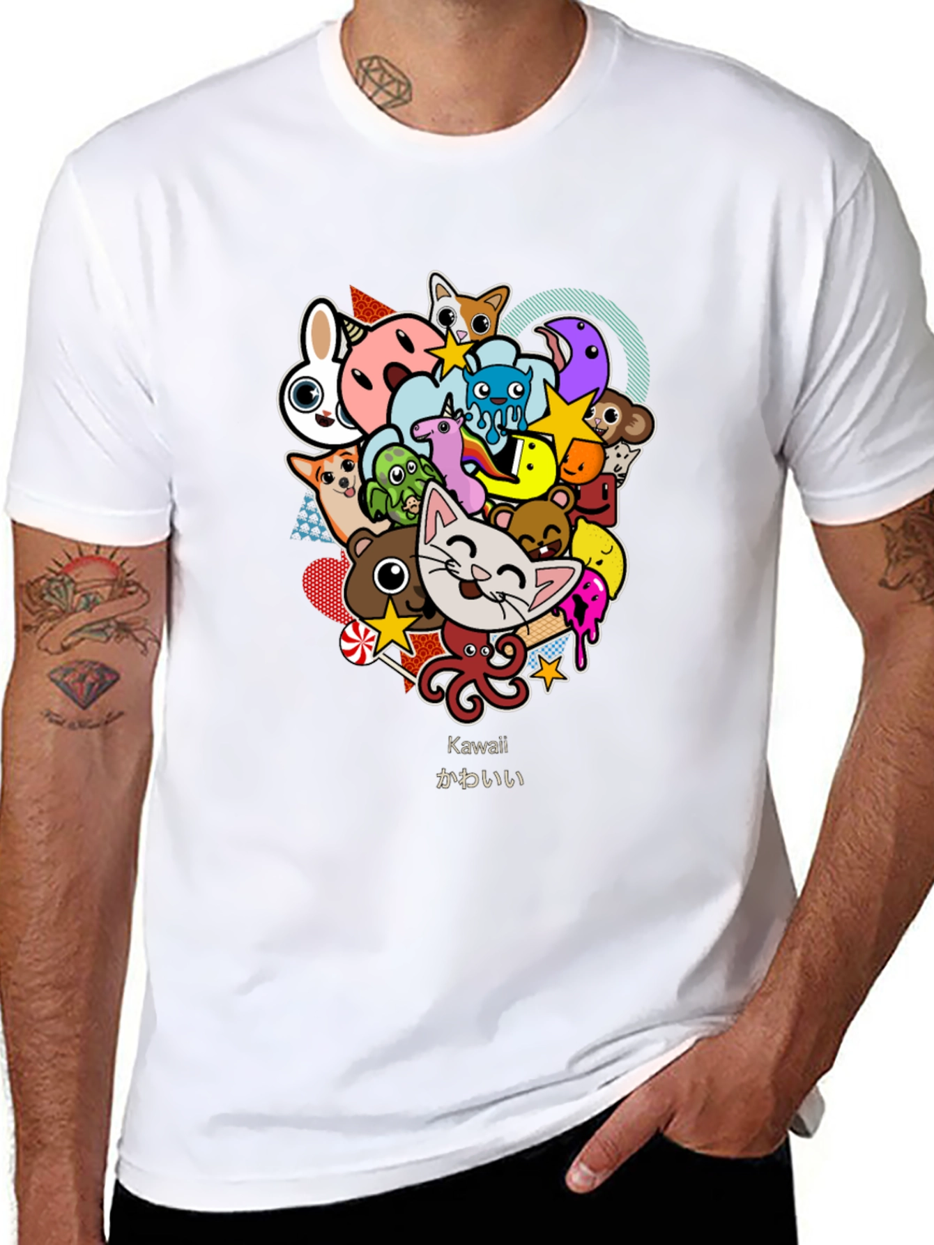 Kawaii Animal Cartoon Black T-Shirt