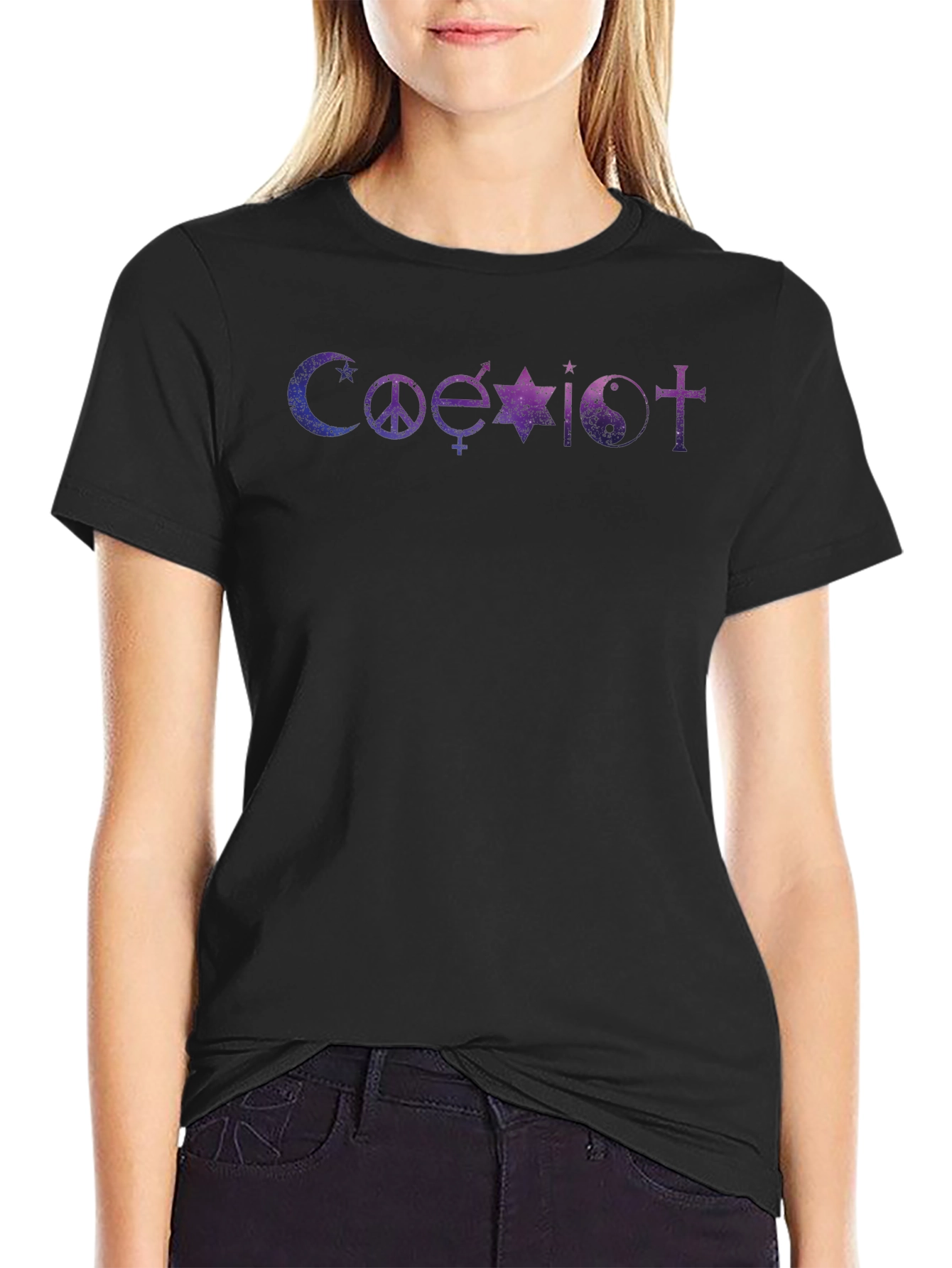 Coexist Galaxy Graphic Black T-Shirt