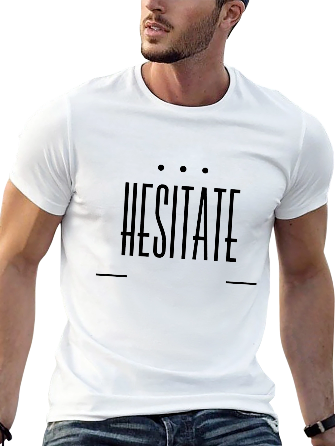 Hesitate Graphic Print Black T-Shirt