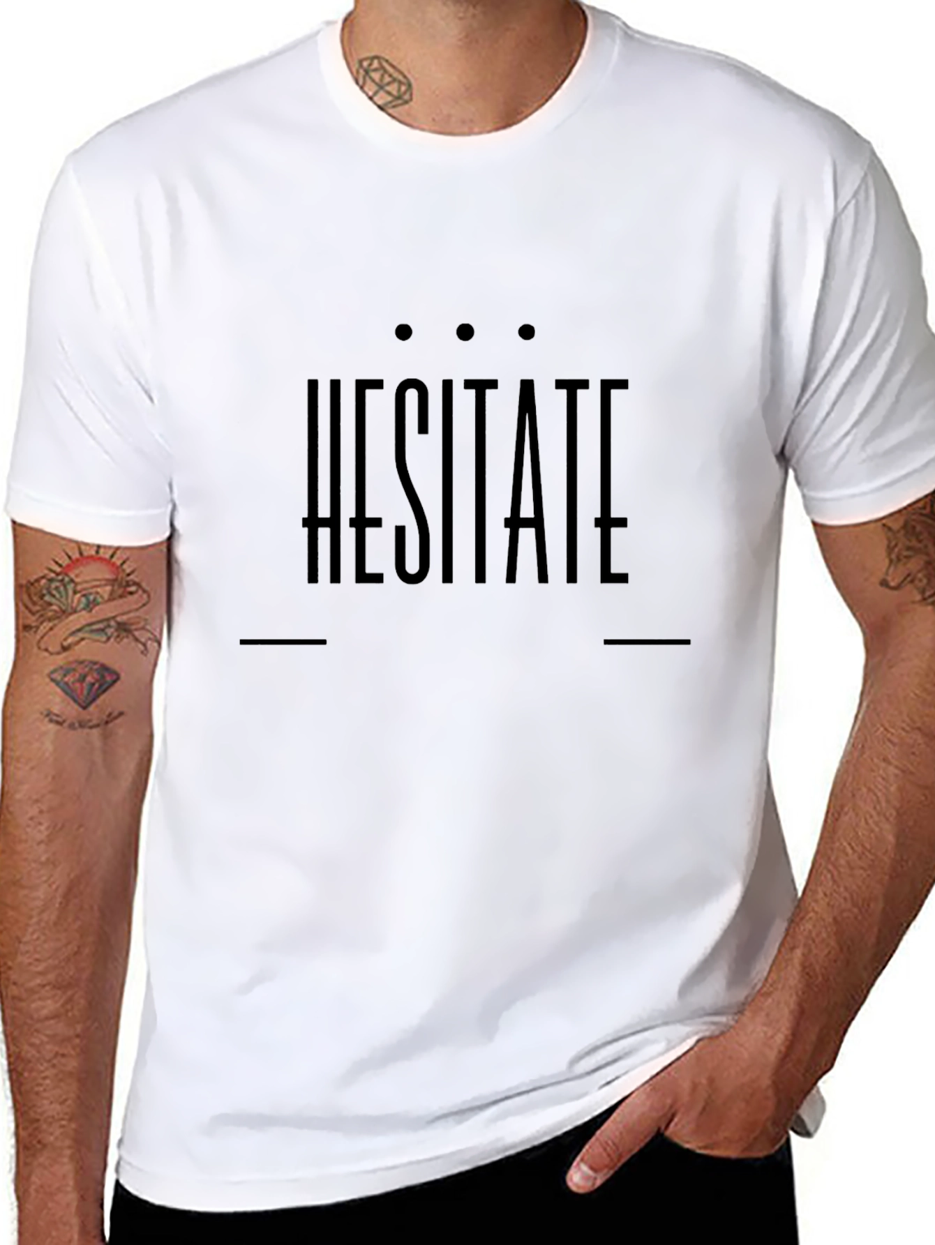 Hesitate Graphic Print Black T-Shirt