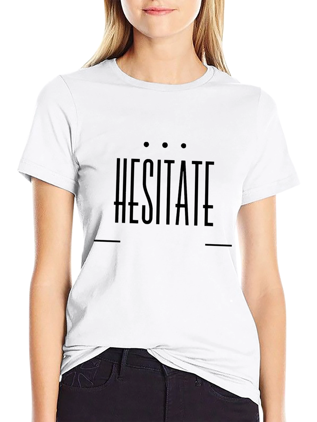 Hesitate Graphic Print Black T-Shirt