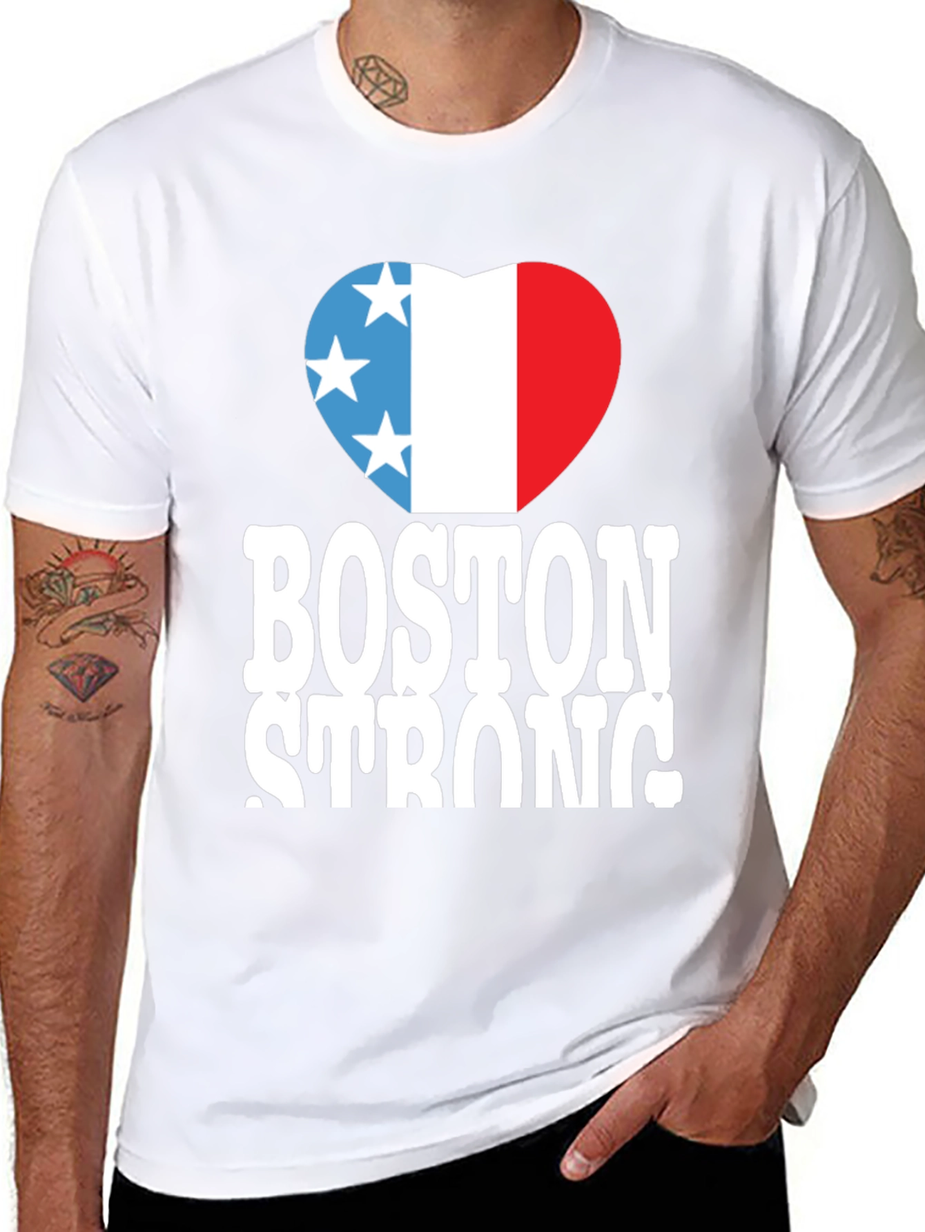 Boston Strong T-Shirt Heart Graphic Black