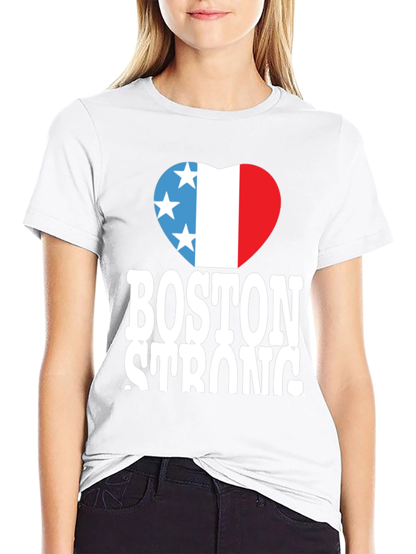 Boston Strong T-Shirt Heart Graphic Black