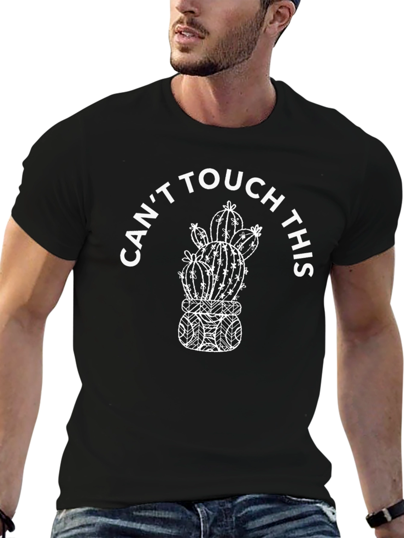 Cant Touch This Cactus Graphic Tee - Black