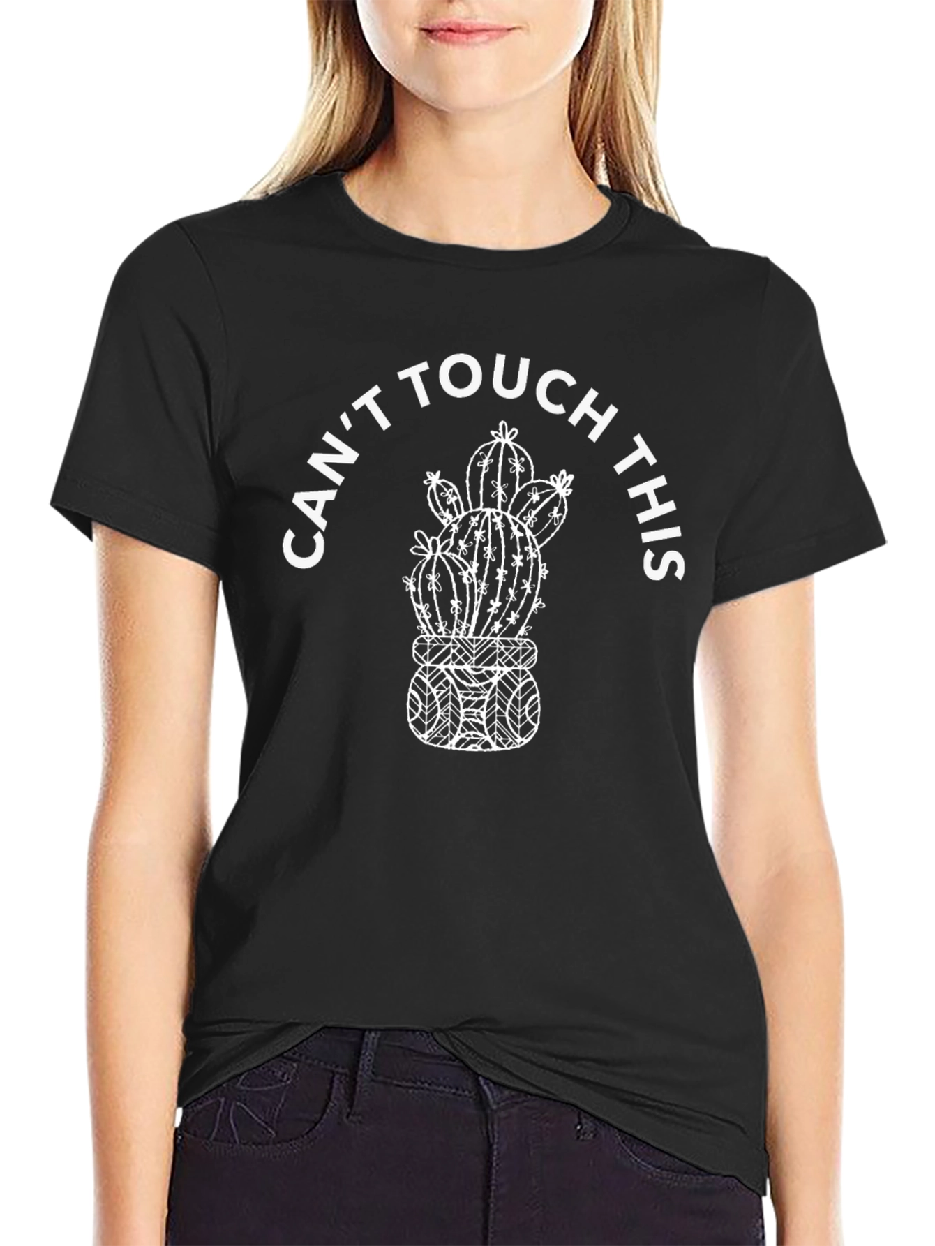 Cant Touch This Cactus Graphic Tee - Black