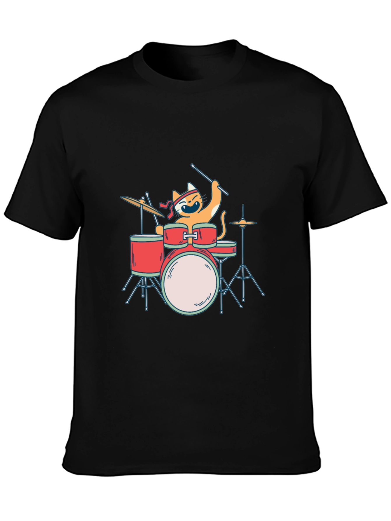 Cat Drummer T-Shirt - Playful Music Lover Tee