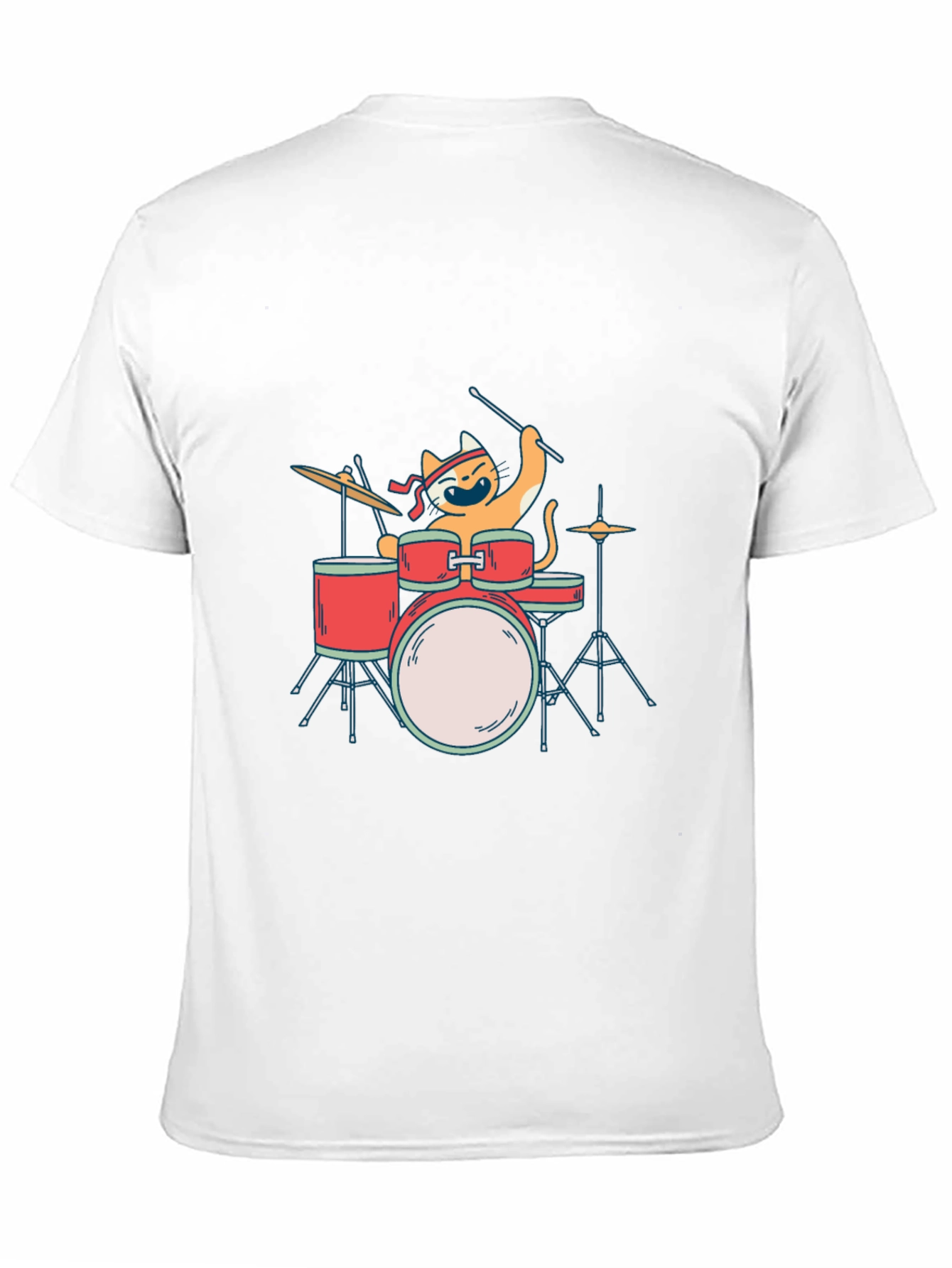 Cat Drummer T-Shirt - Playful Music Lover Tee