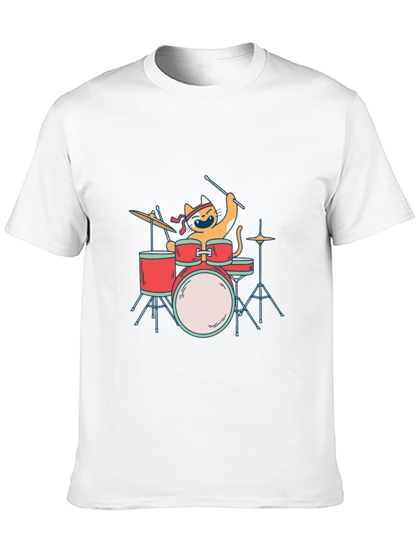Cat Drummer T-Shirt - Playful Music Lover Tee