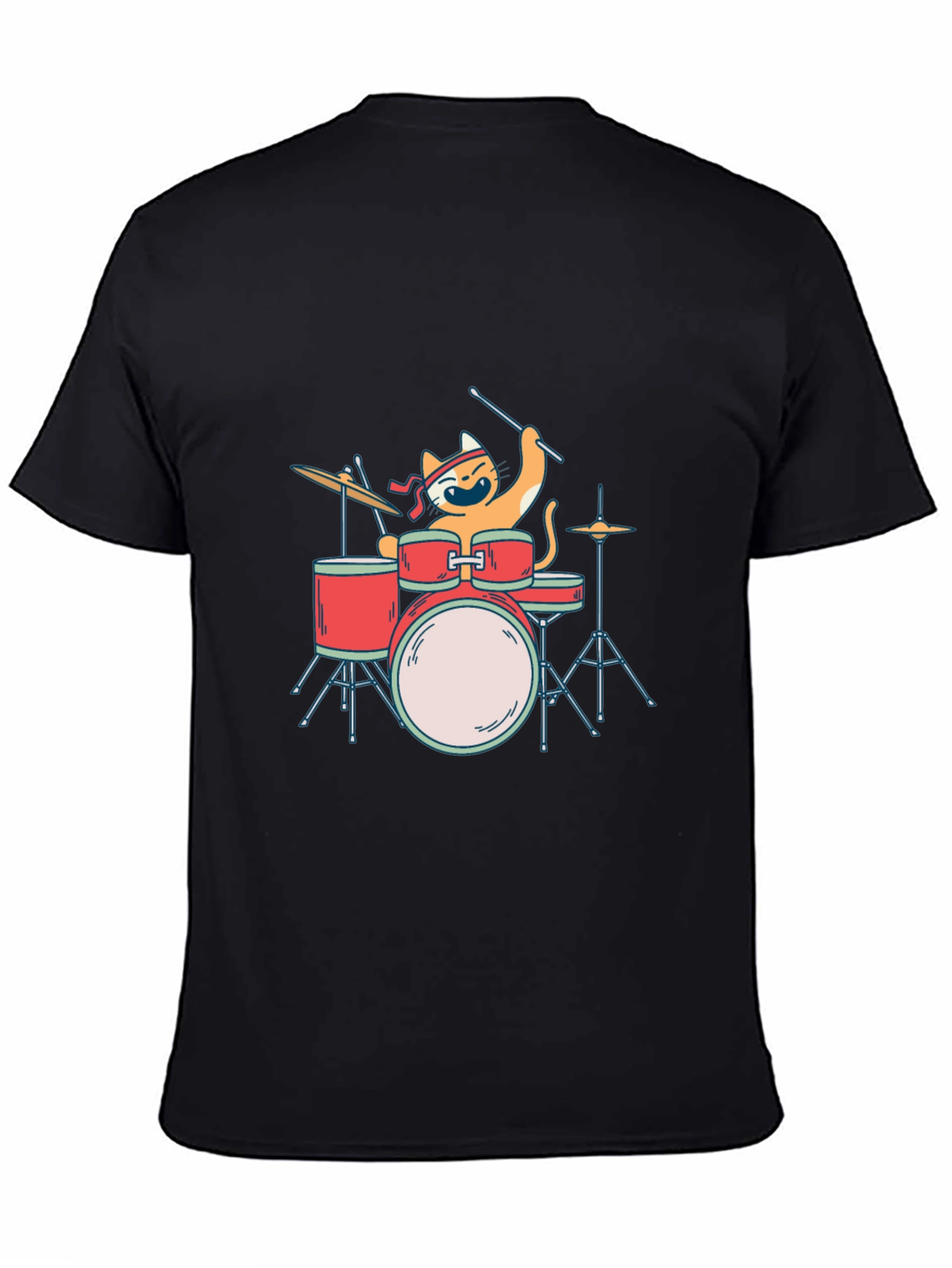 Cat Drummer T-Shirt - Playful Music Lover Tee