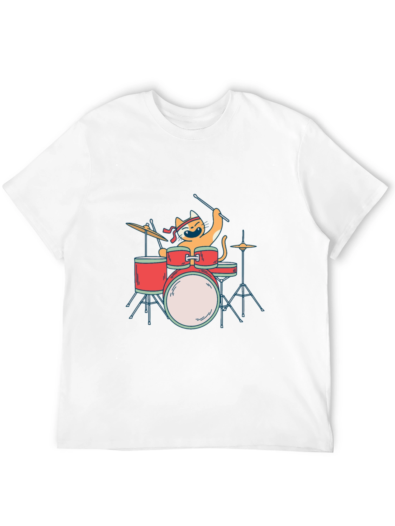 Cat Drummer T-Shirt - Playful Music Lover Tee