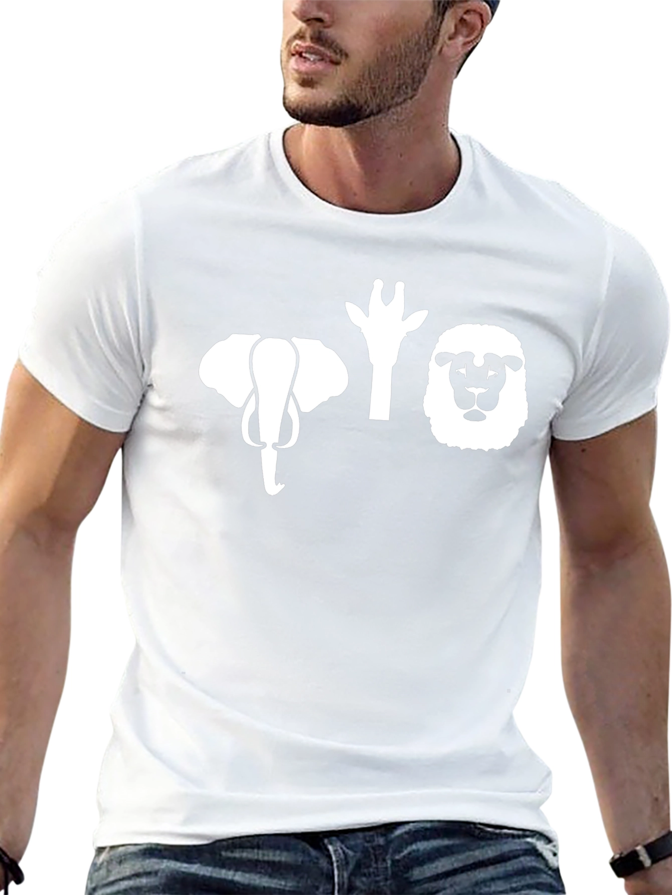 Safari Animal Heads Graphic Tee - Black