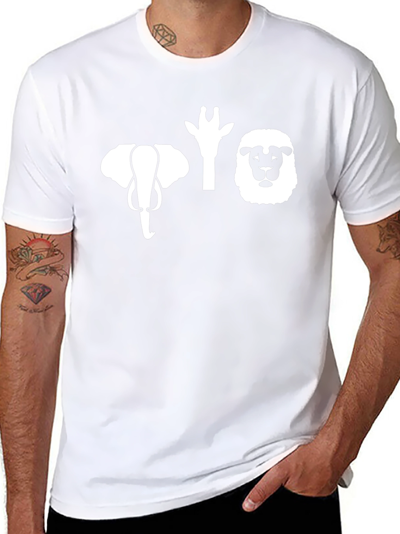 Safari Animal Heads Graphic Tee - Black