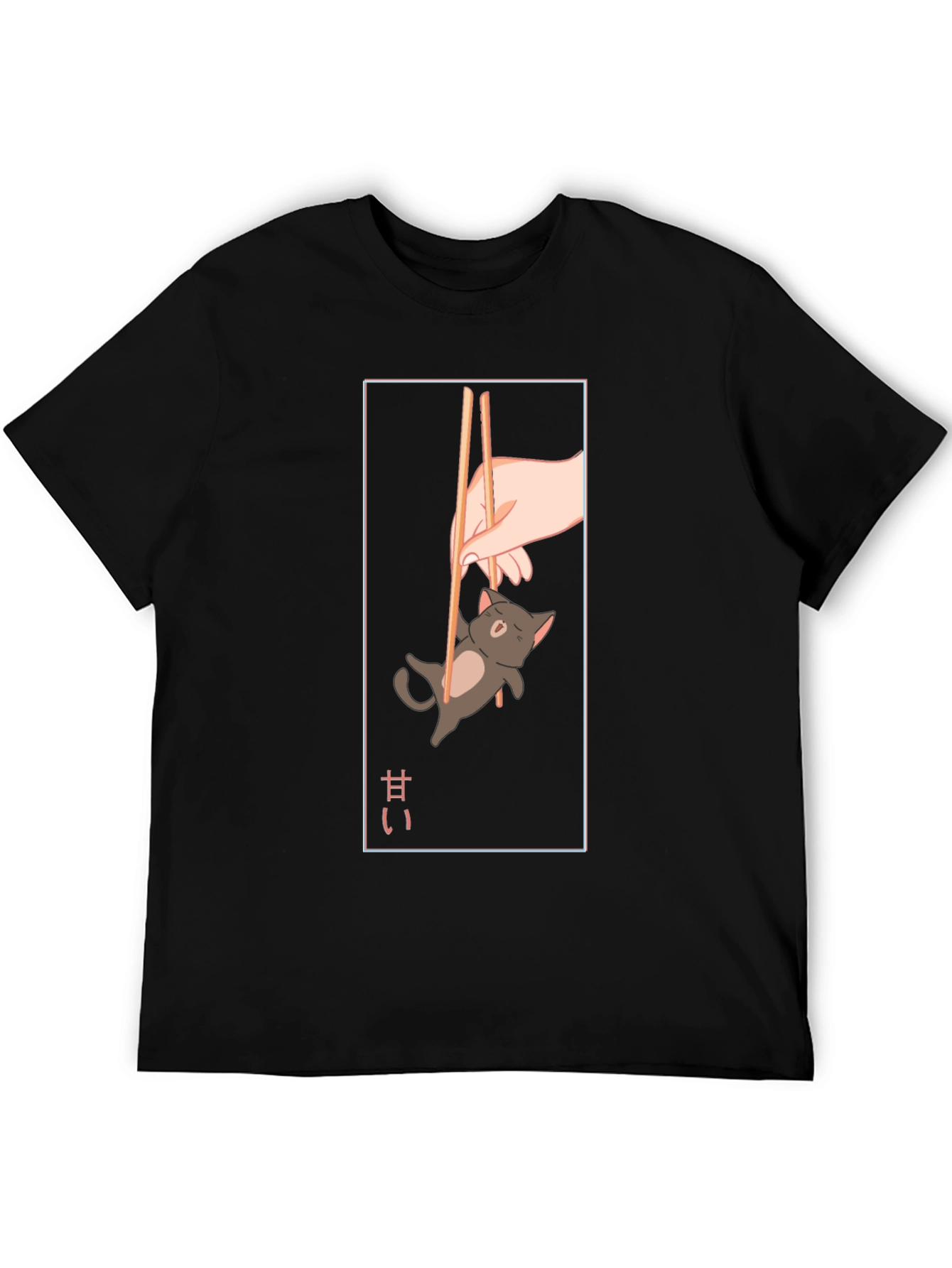 Cute Cat Chopsticks Graphic T-Shirt
