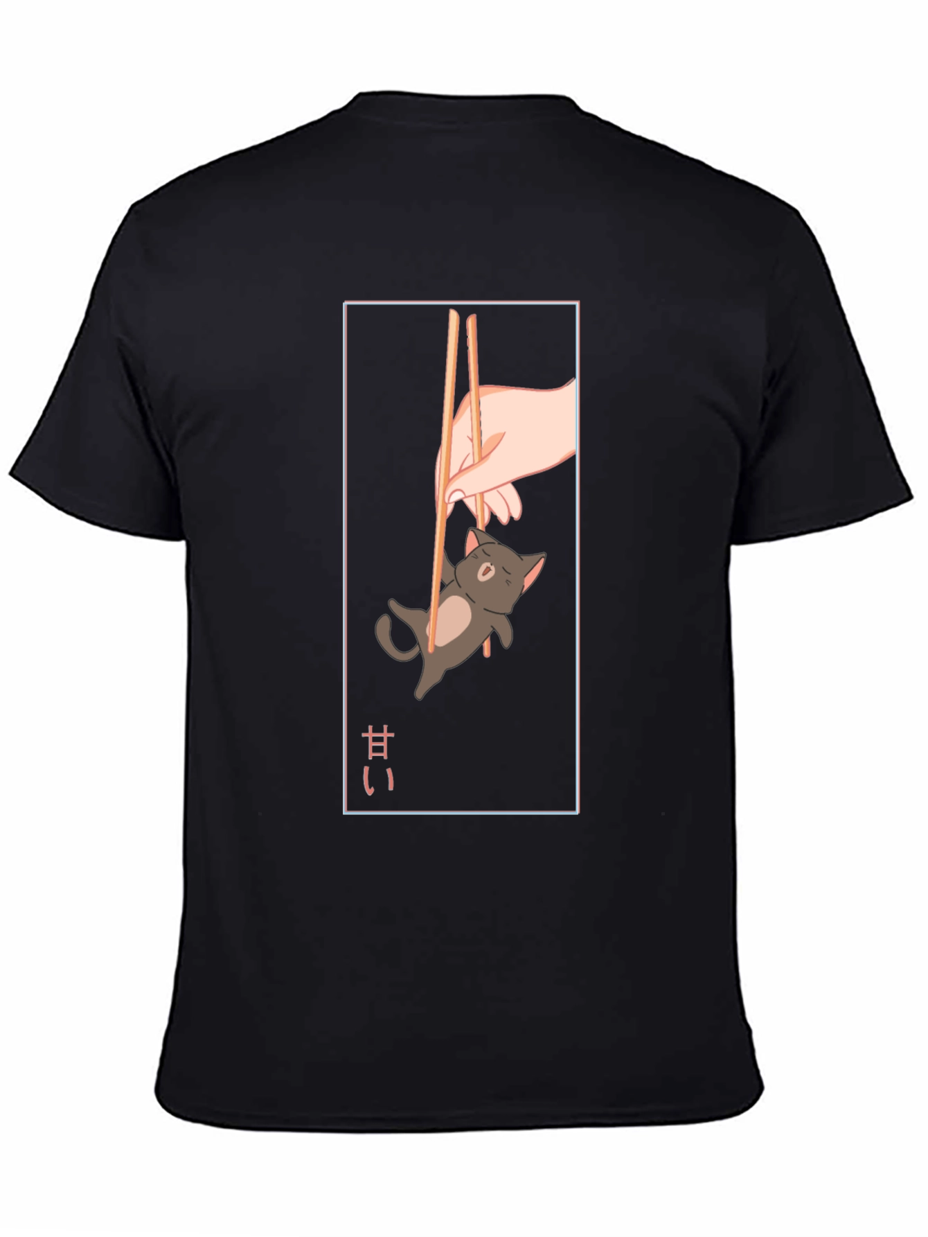 Cute Cat Chopsticks Graphic T-Shirt