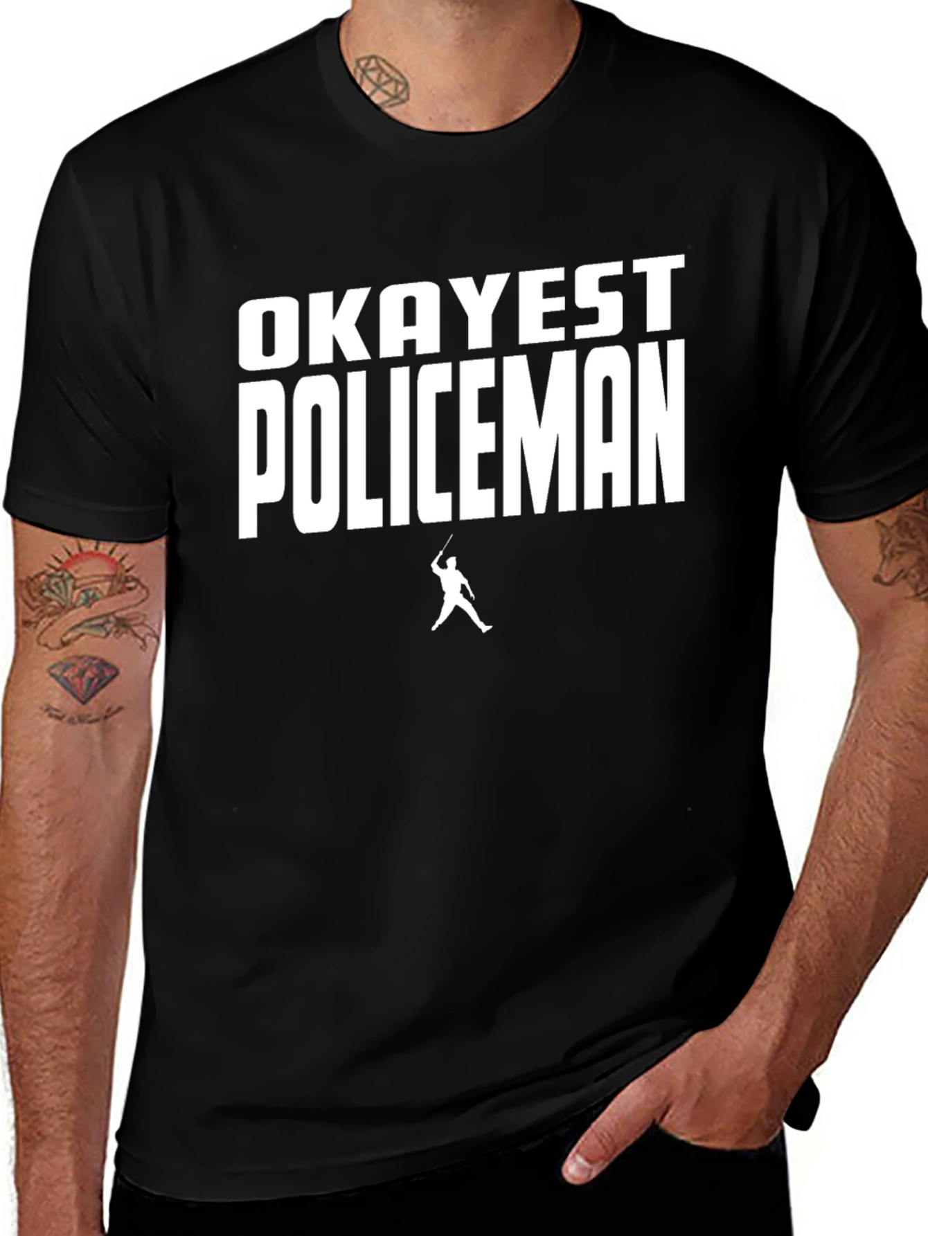 Okayest Policeman Black Graphic Tee