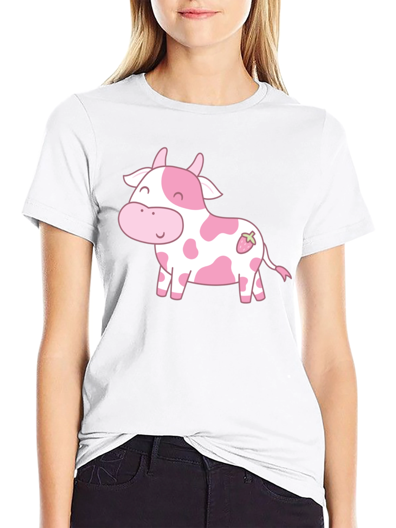 Cute Cow Strawberry Kawaii Graphic T-Shirt