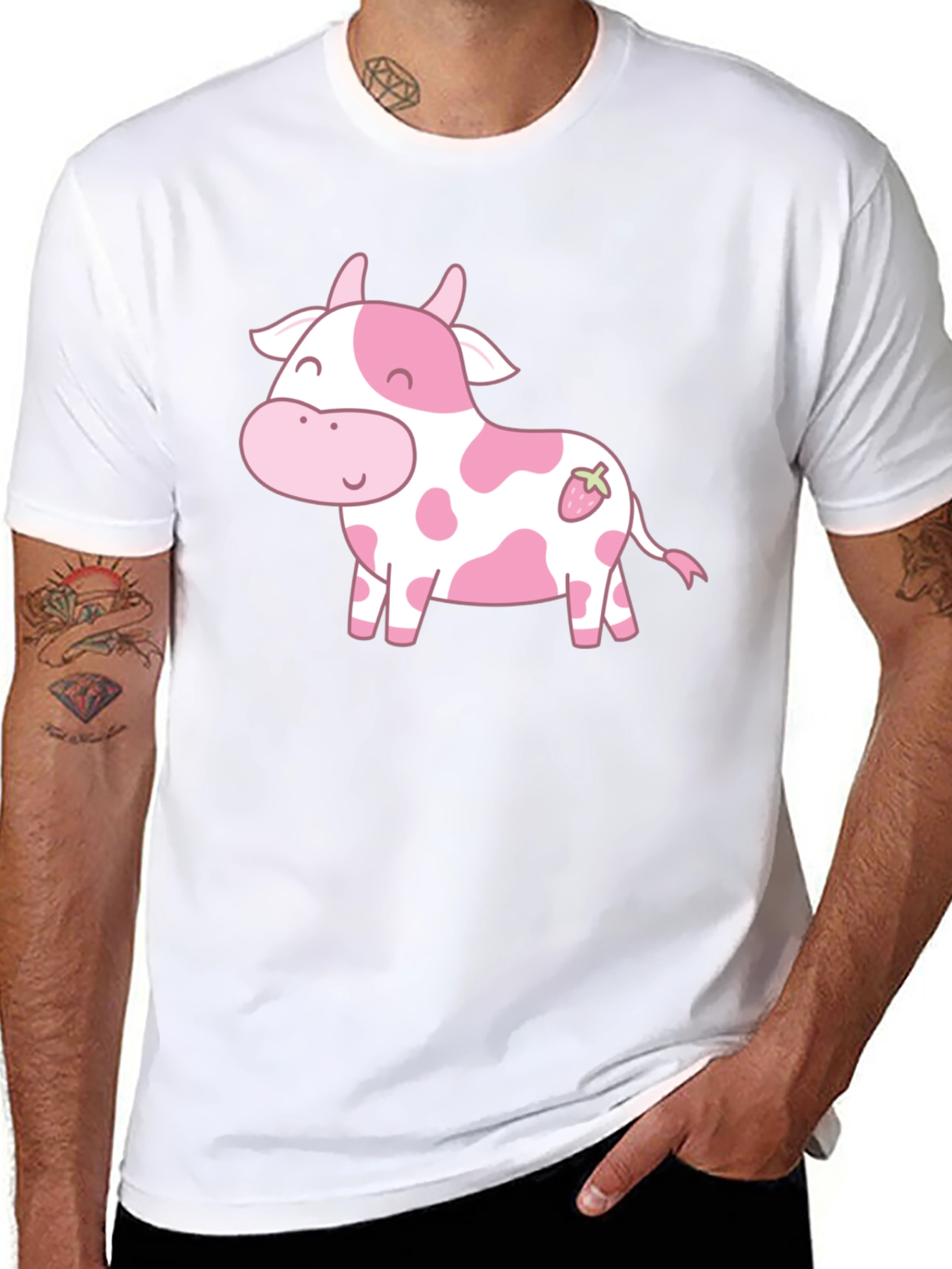 Cute Cow Strawberry Kawaii Graphic T-Shirt