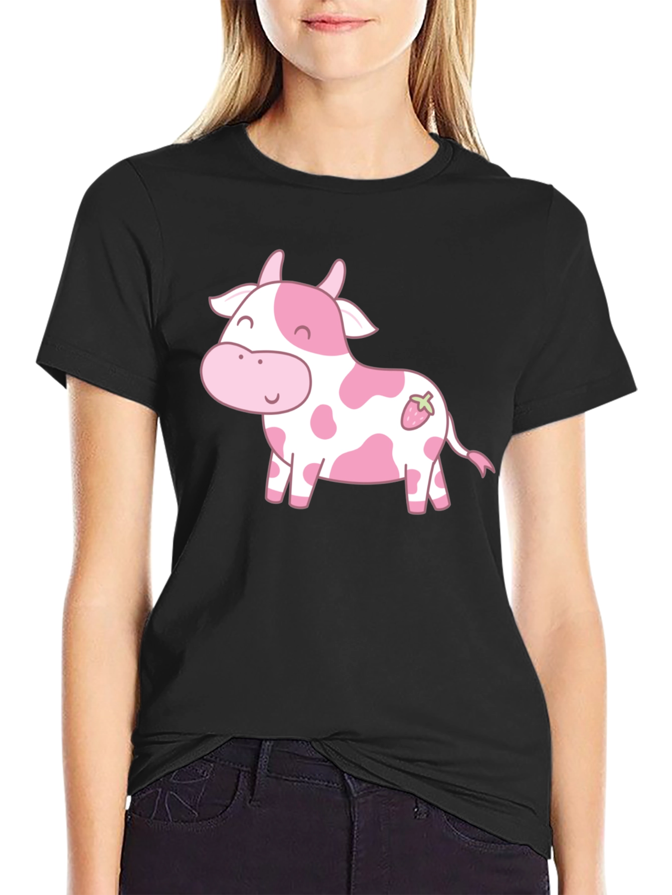 Cute Cow Strawberry Kawaii Graphic T-Shirt