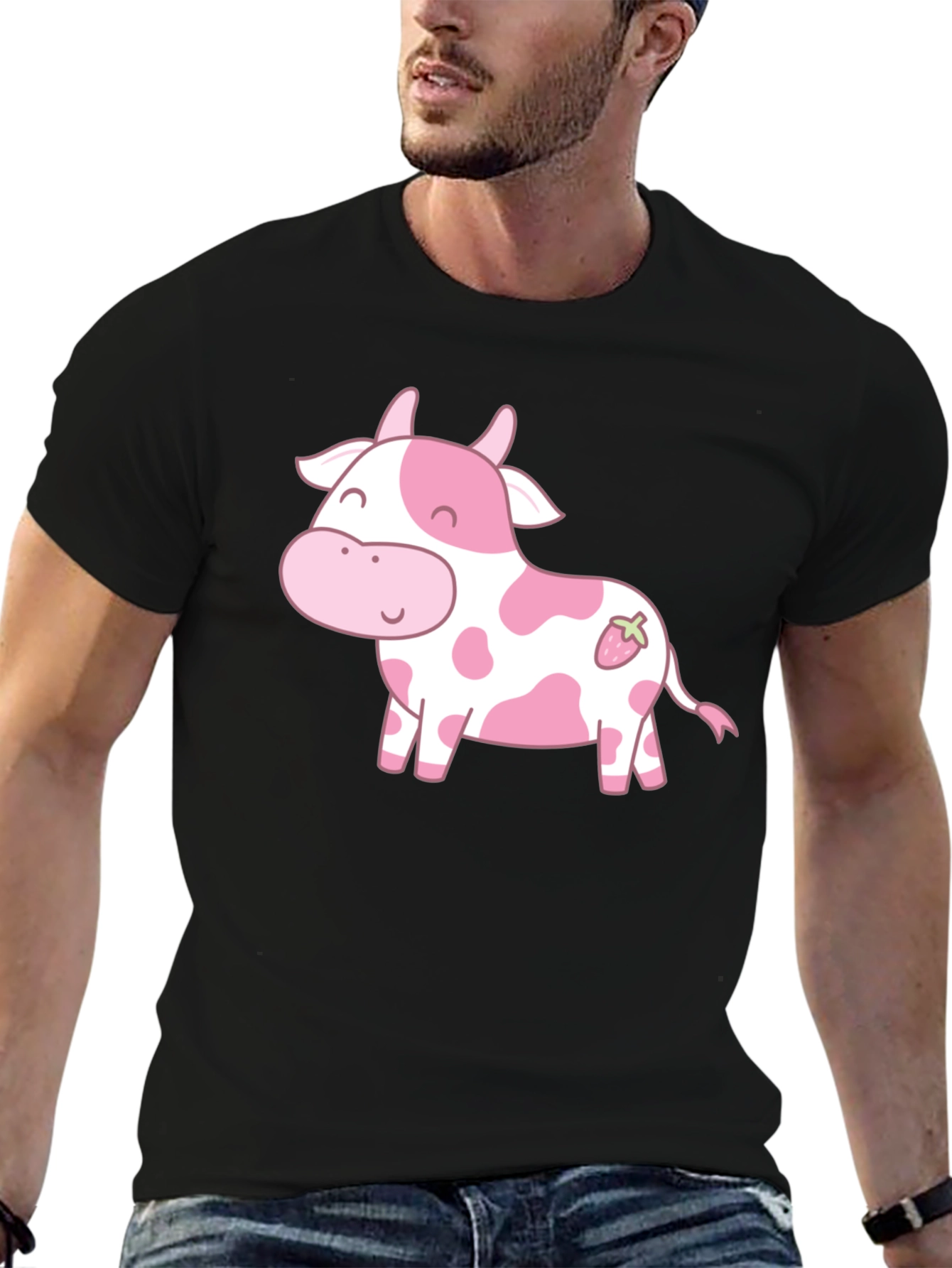 Cute Cow Strawberry Kawaii Graphic T-Shirt