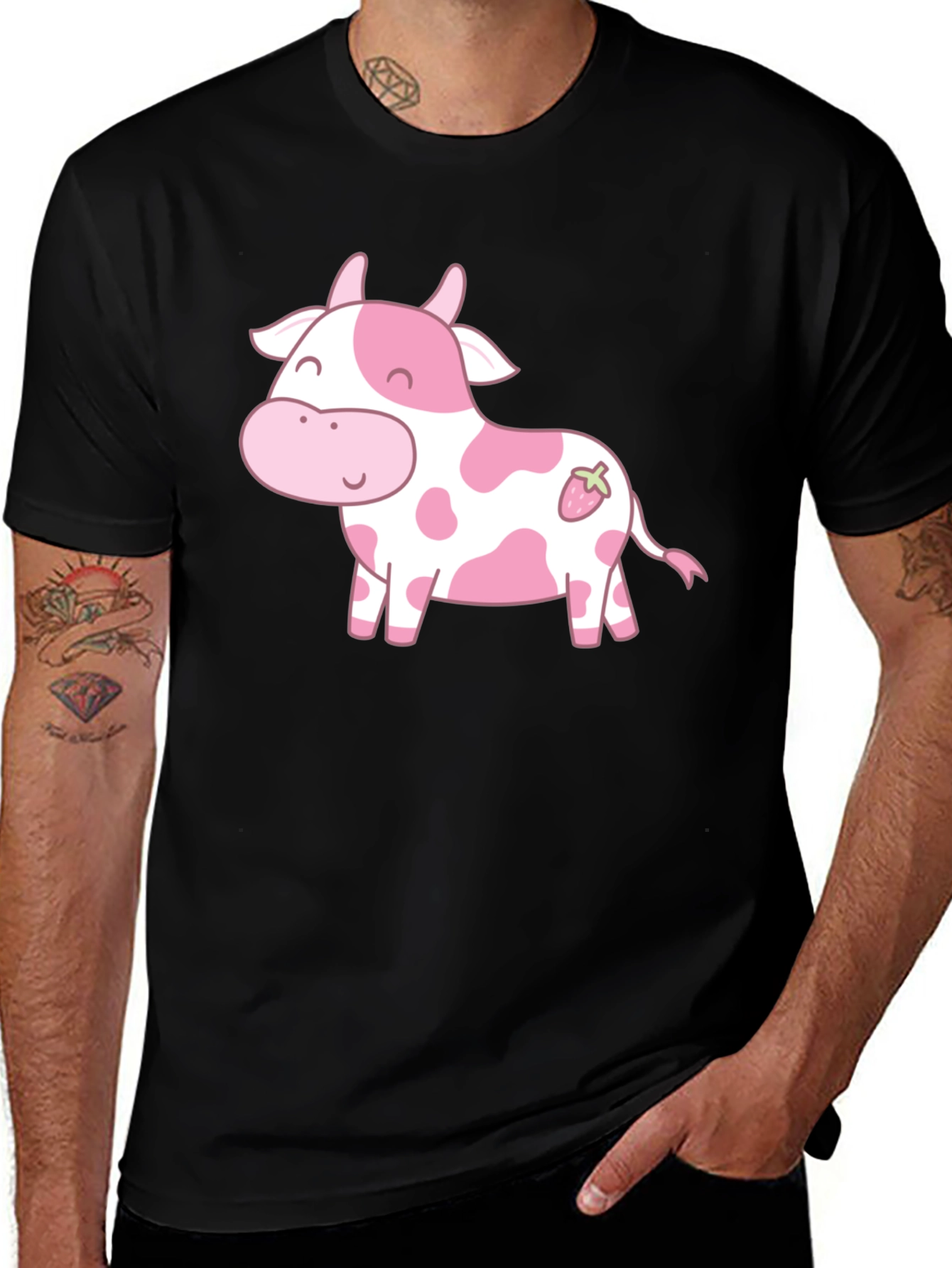 Cute Cow Strawberry Kawaii Graphic T-Shirt