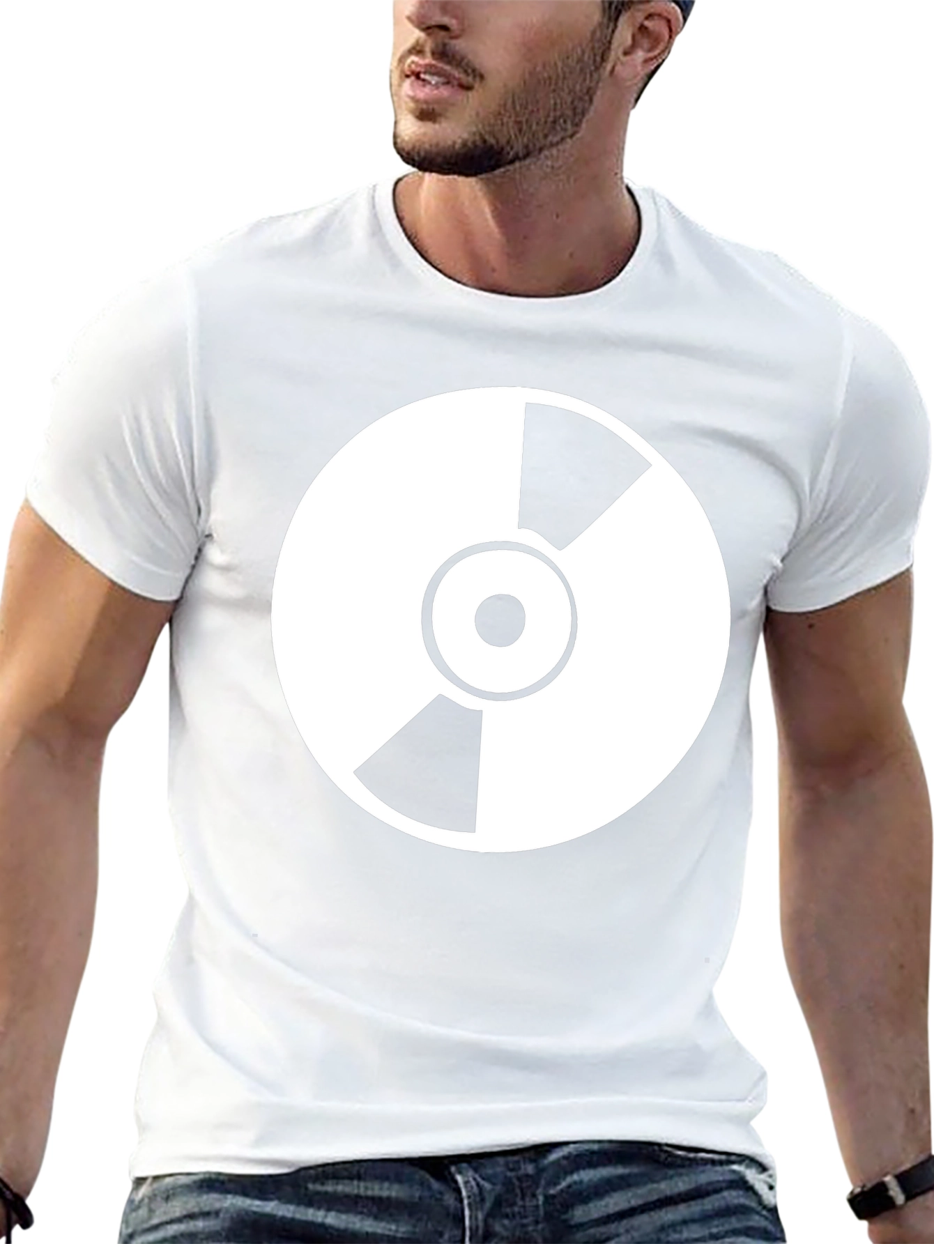 Black T-Shirt with White Radiation Symbol Graphic Tee