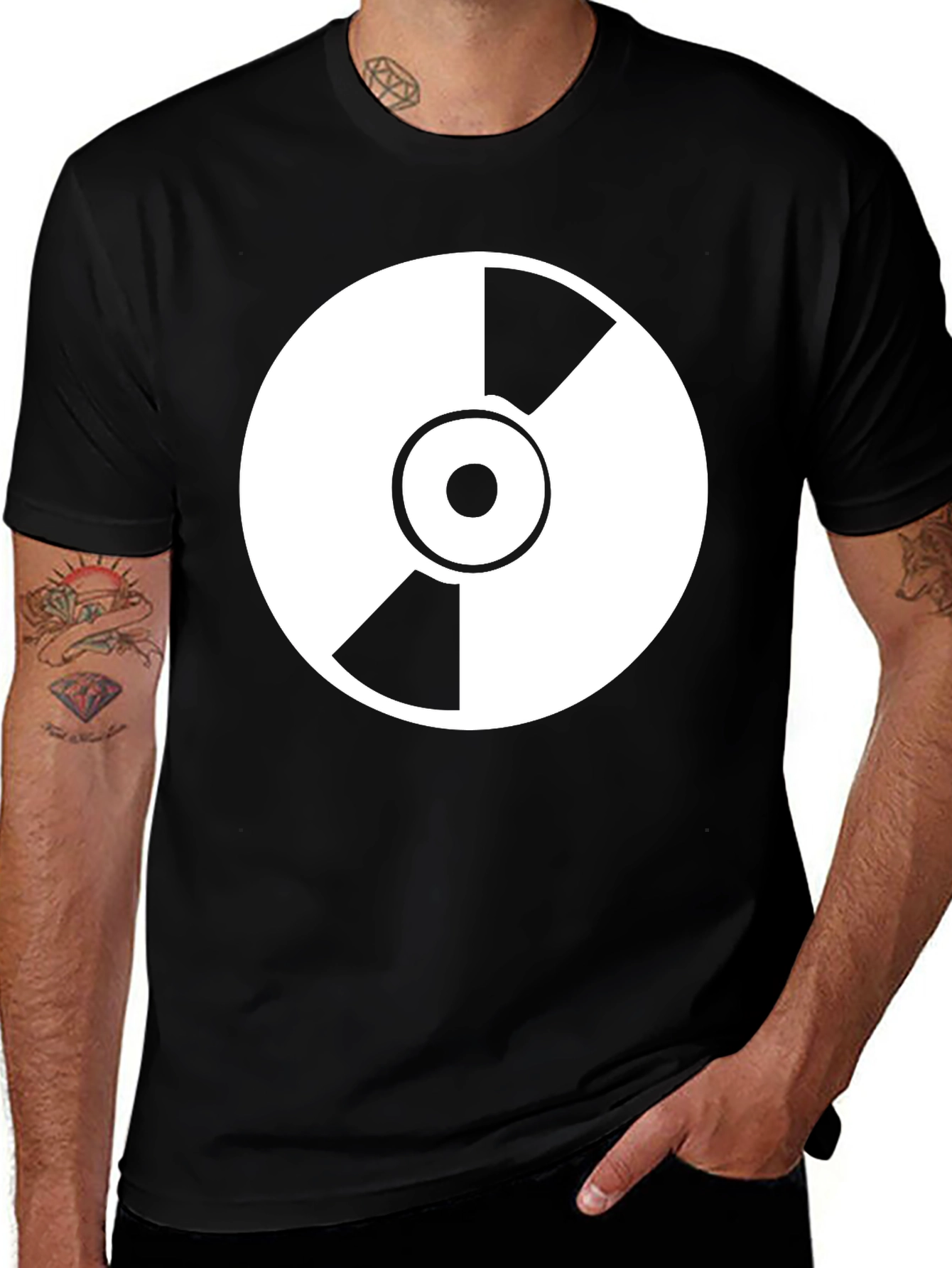 Black T-Shirt with White Radiation Symbol Graphic Tee